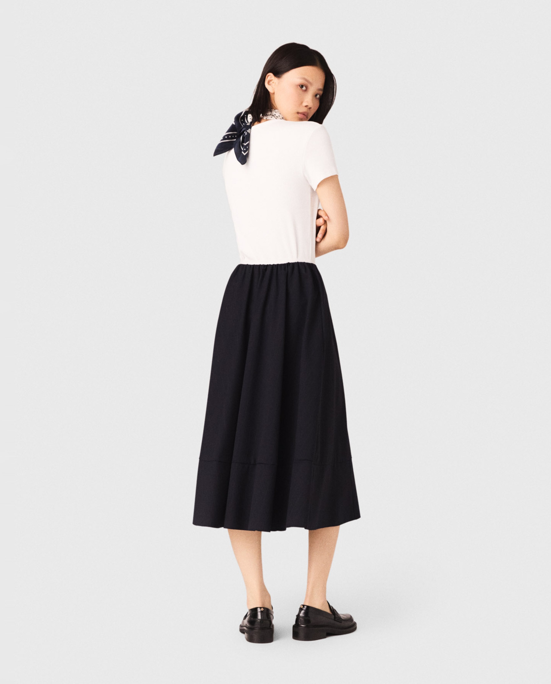 Camiseta de mujer de algodón de canalé con bordado - Maje - Blanco Blanco-2