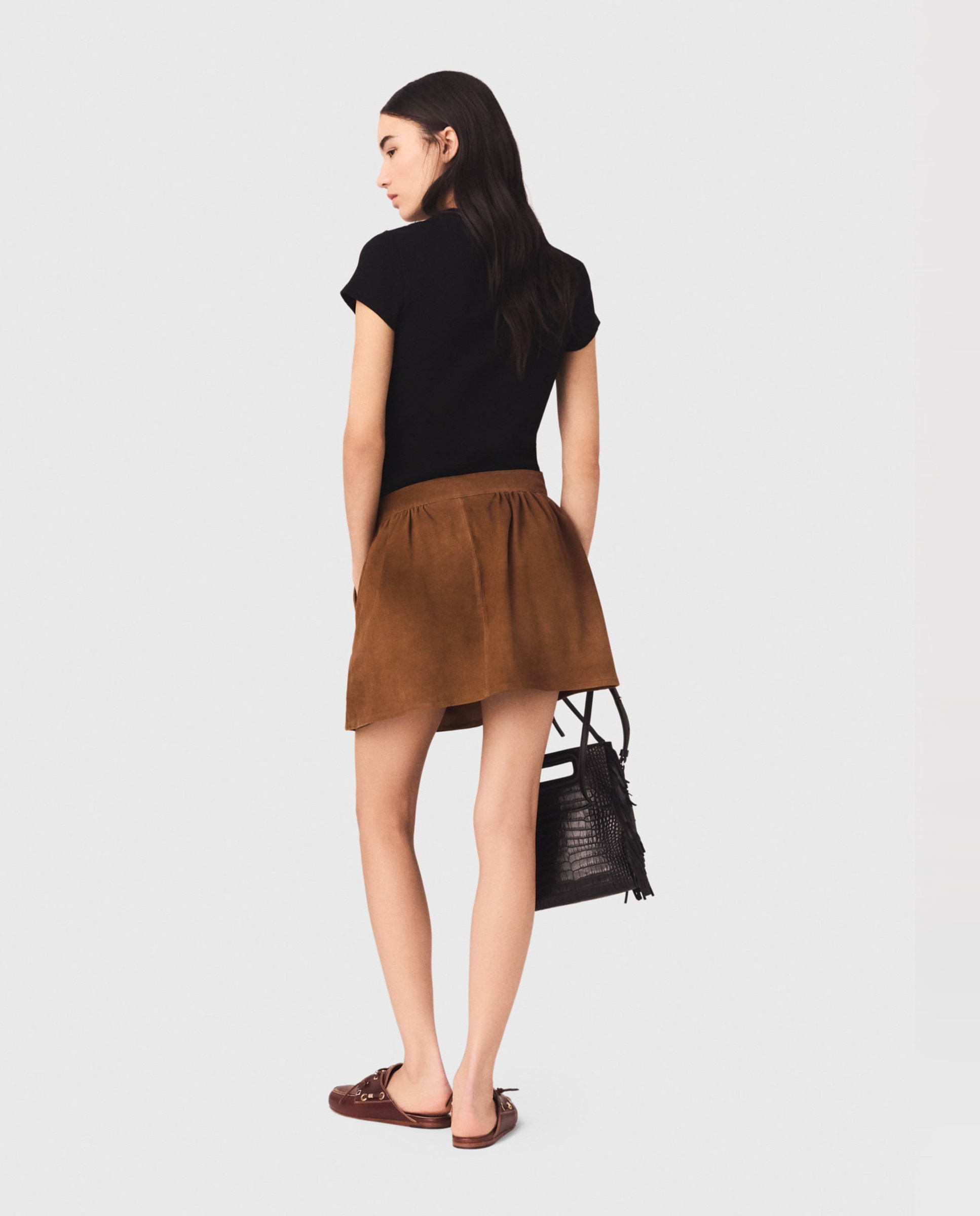 Camiseta de mujer de algodón de canalé con bordado - Maje - Negro Negro-2