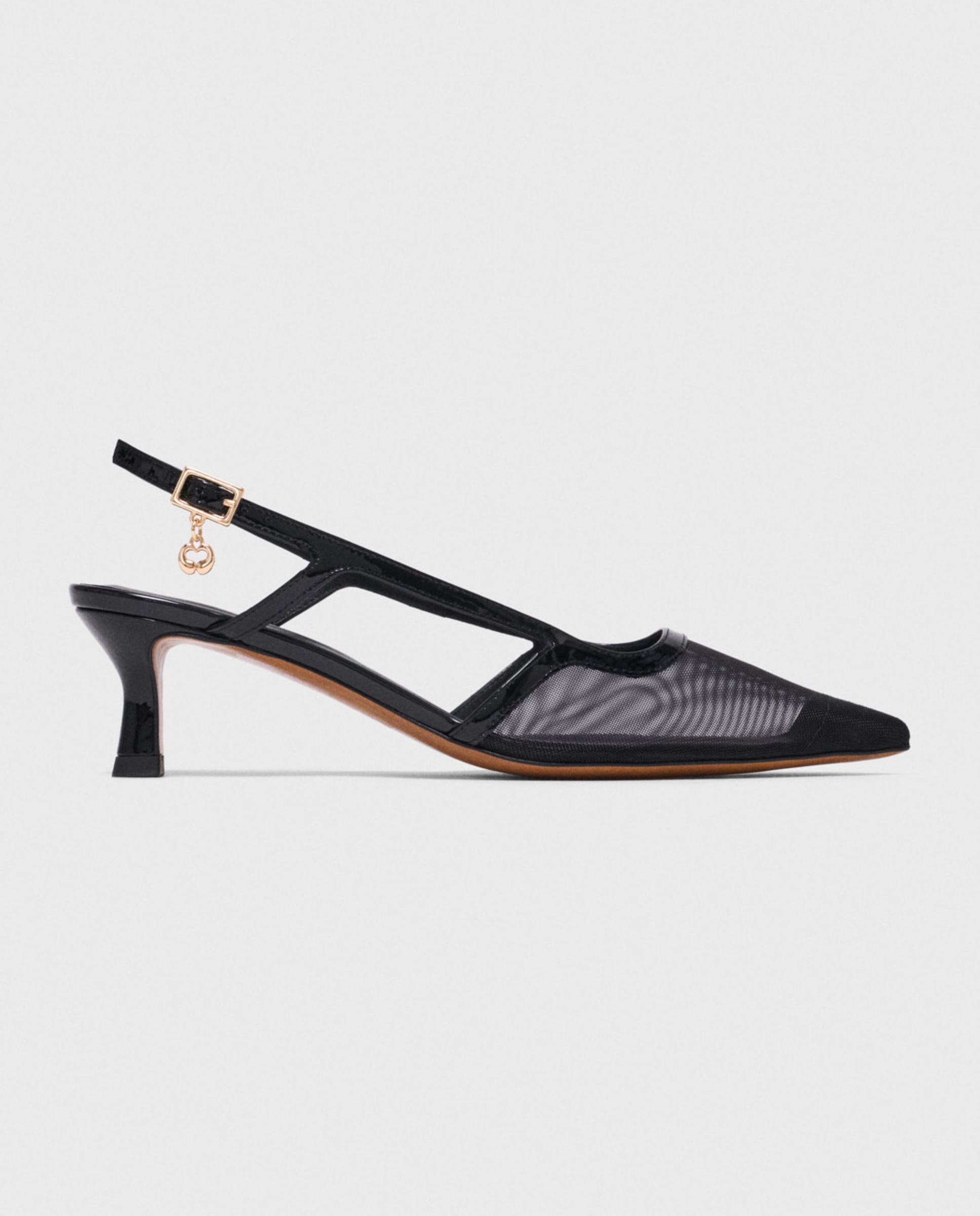 Imagen 0 de Zapatos de salón de mujer de charol y rejilla Negro