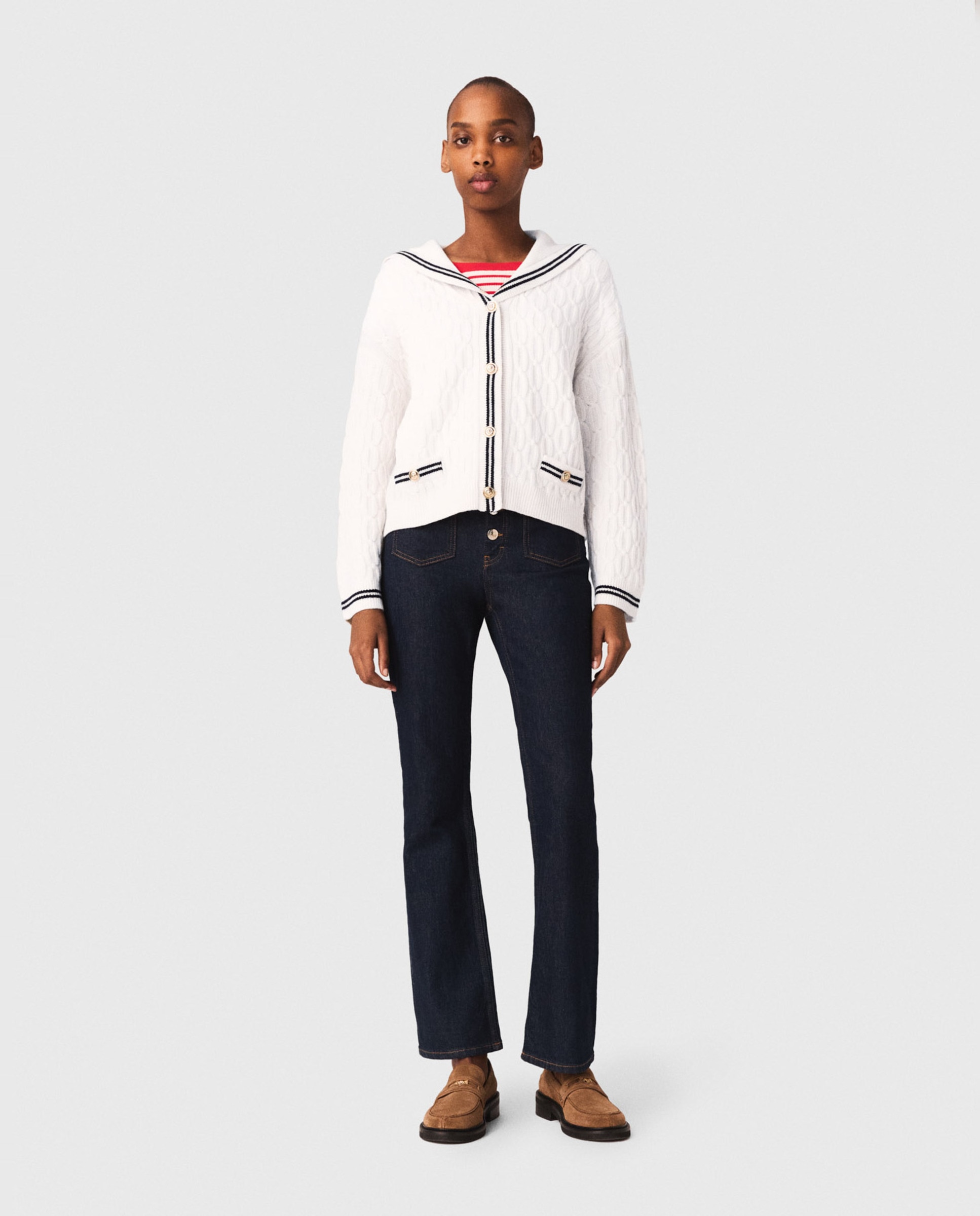 Maje - Vaqueros rectos de mujer talle alto denim bruto.