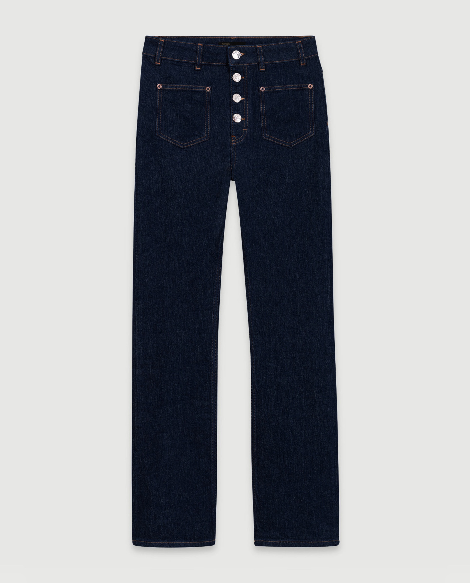 Vaqueros rectos de mujer talle alto denim bruto - Maje - Azul Azul-8