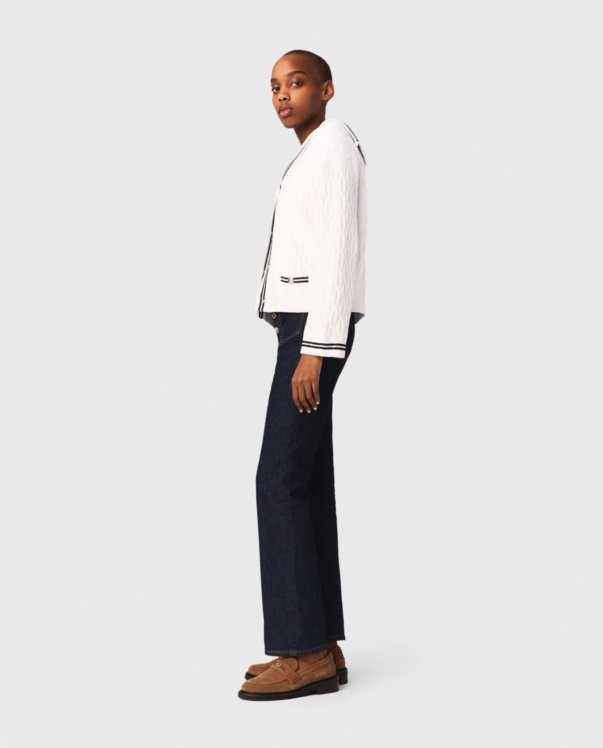Vaqueros rectos de mujer talle alto denim bruto - Maje - Azul Azul-3