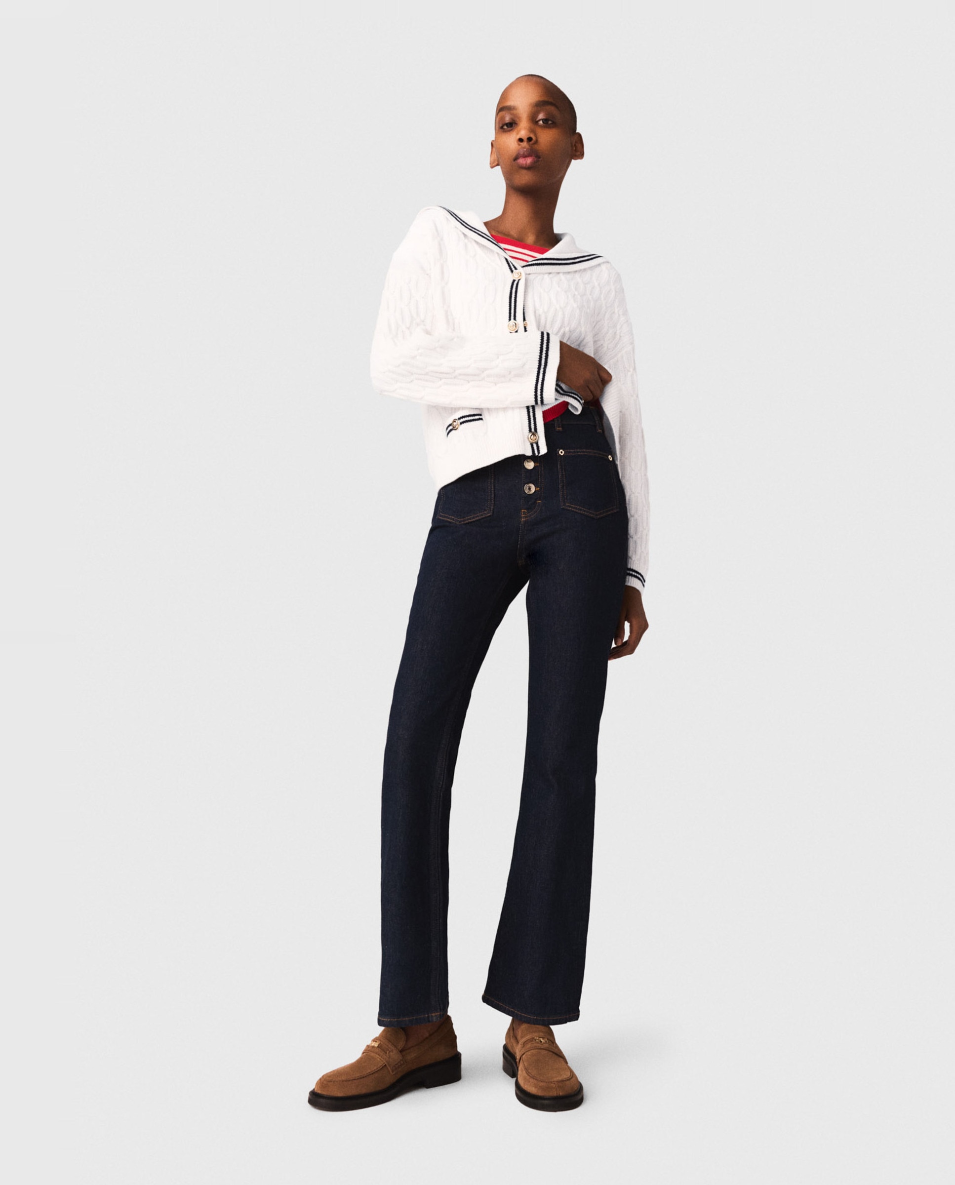 Vaqueros rectos de mujer talle alto denim bruto - Maje - Azul Azul-4