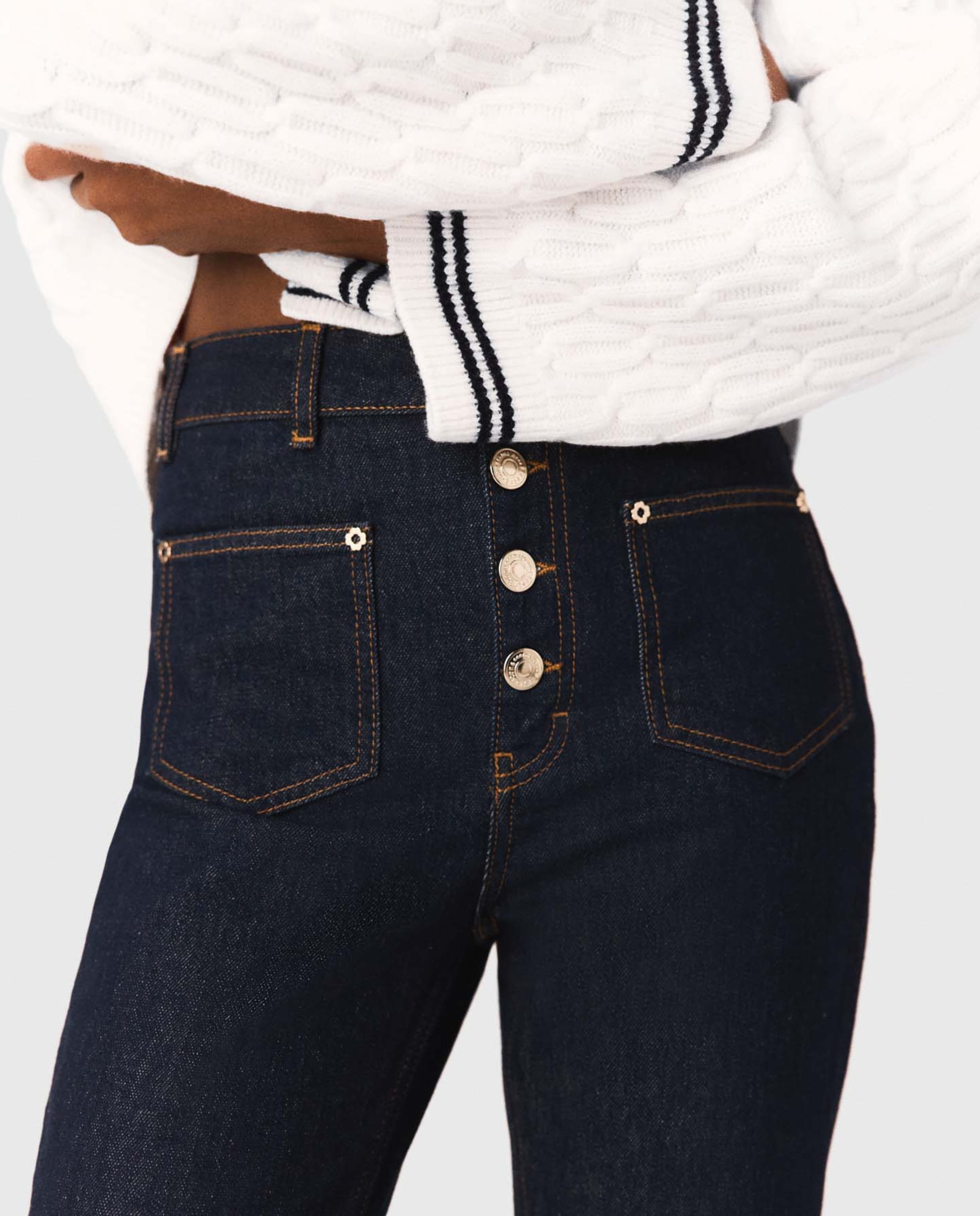 Vaqueros rectos de mujer talle alto denim bruto - Maje - Azul Azul-6