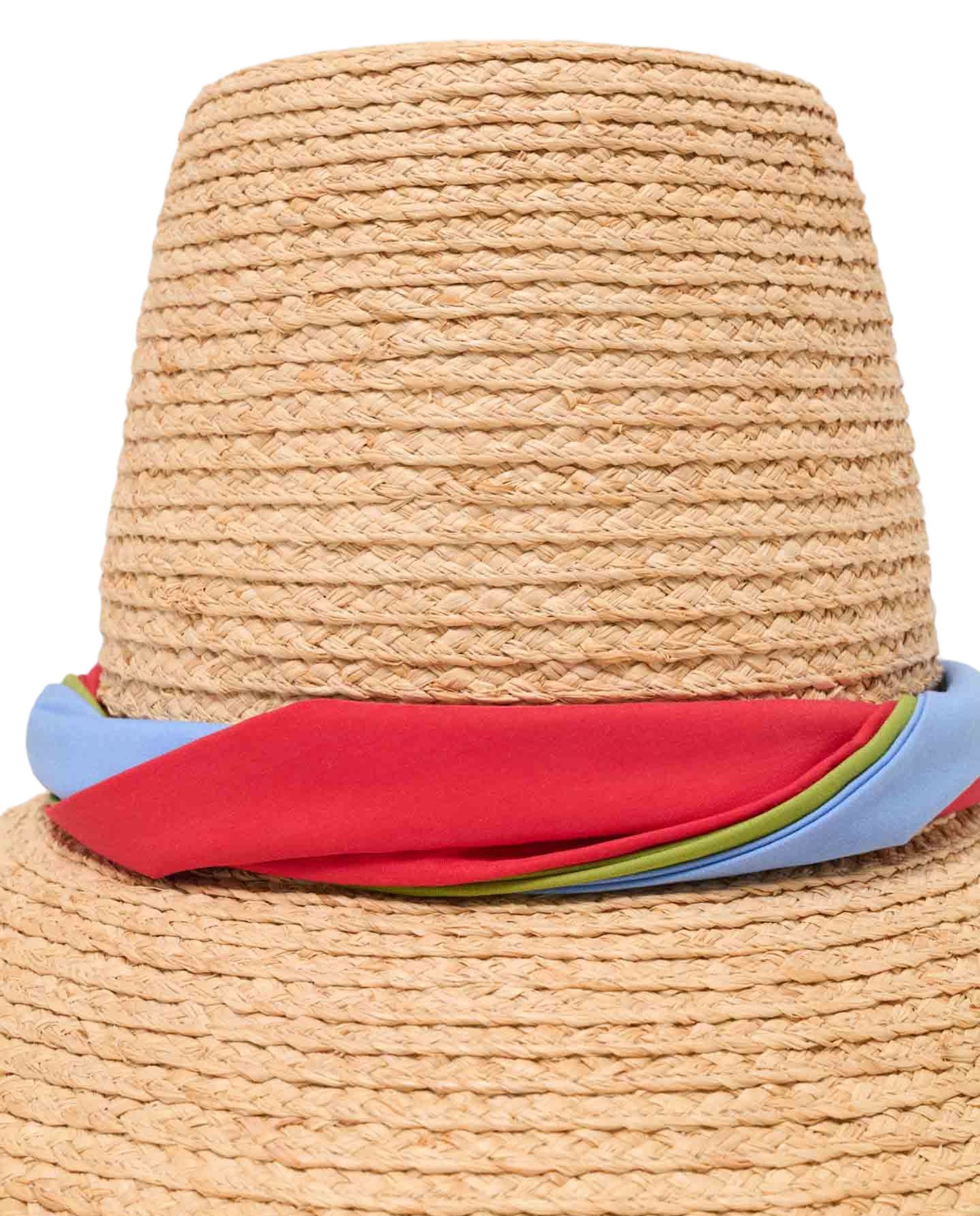 Pamela de mujer en rafia con cinta multicolor y ala ancha - Maje - Natural Natural-6