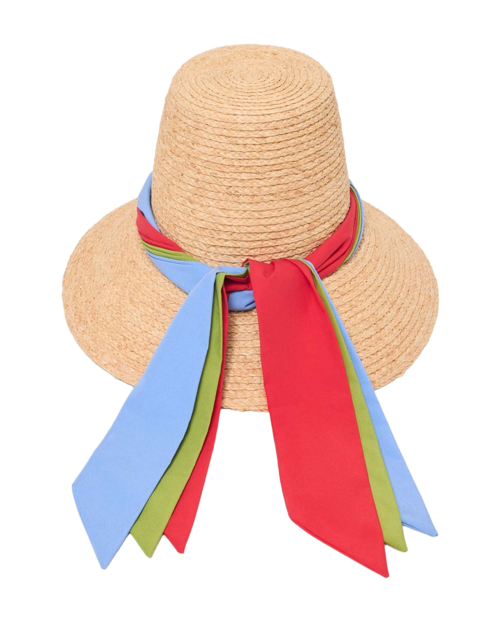 Pamela de mujer en rafia con cinta multicolor y ala ancha - Maje - Natural Natural-8