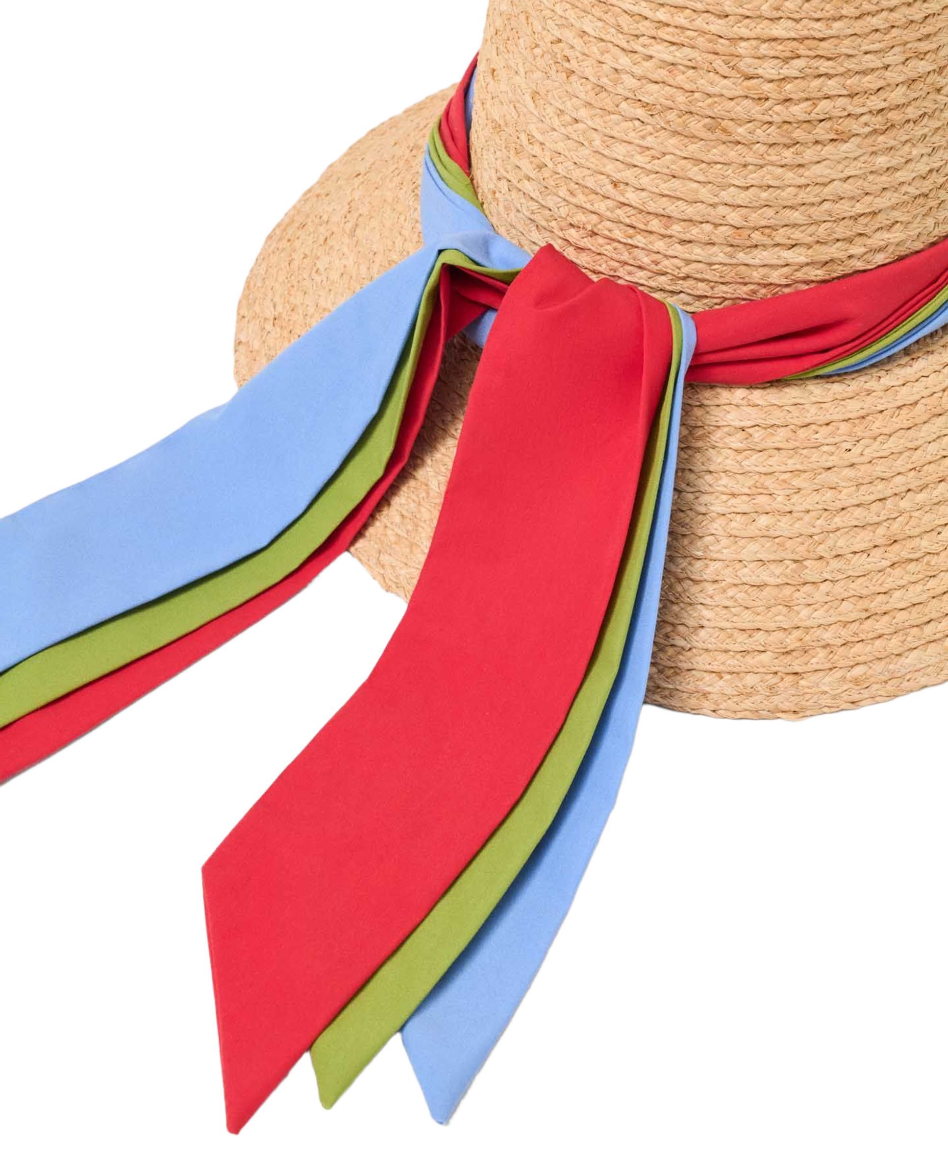 Pamela de mujer en rafia con cinta multicolor y ala ancha - Maje - Natural Natural-9