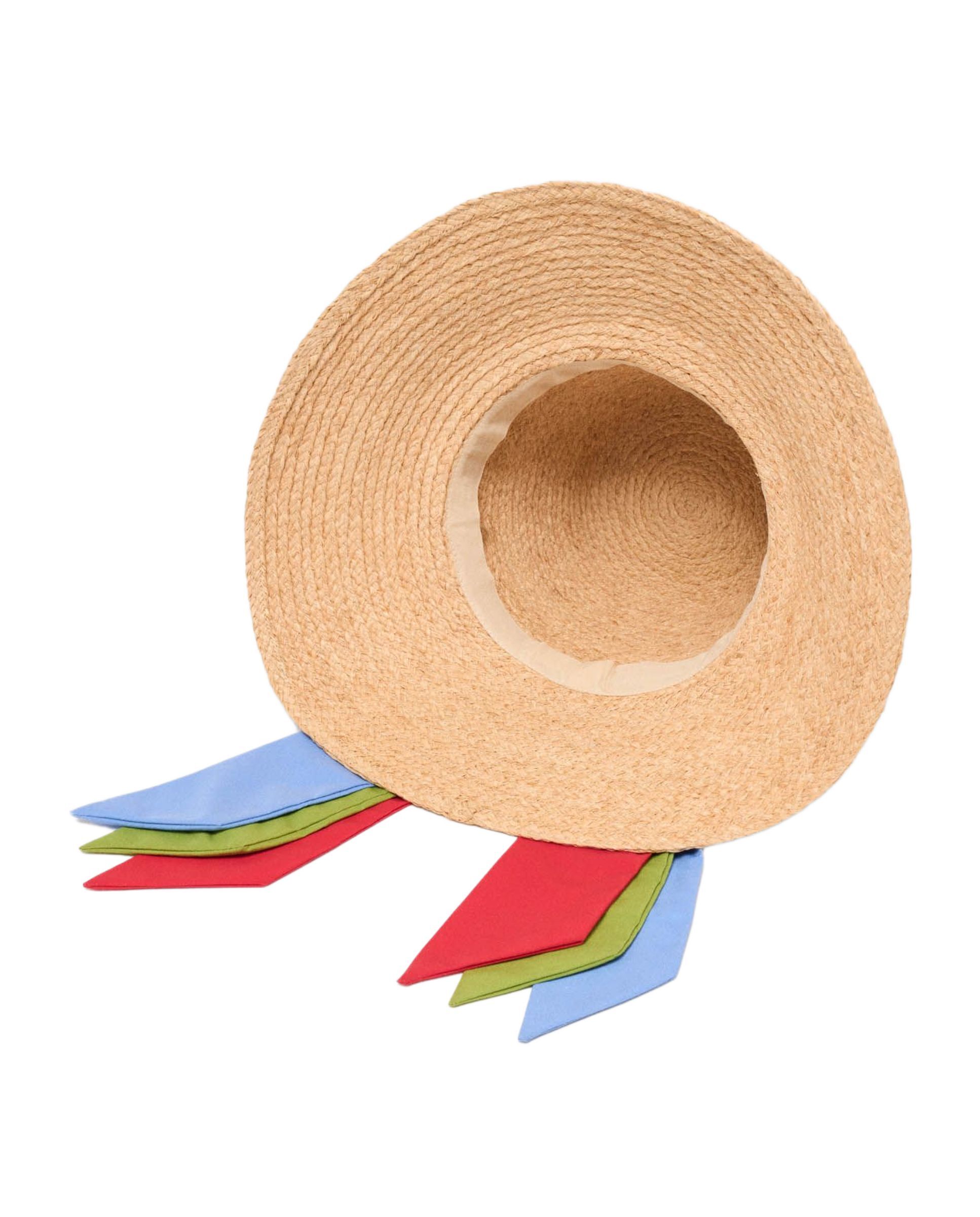Pamela de mujer en rafia con cinta multicolor y ala ancha - Maje - Natural Natural-10