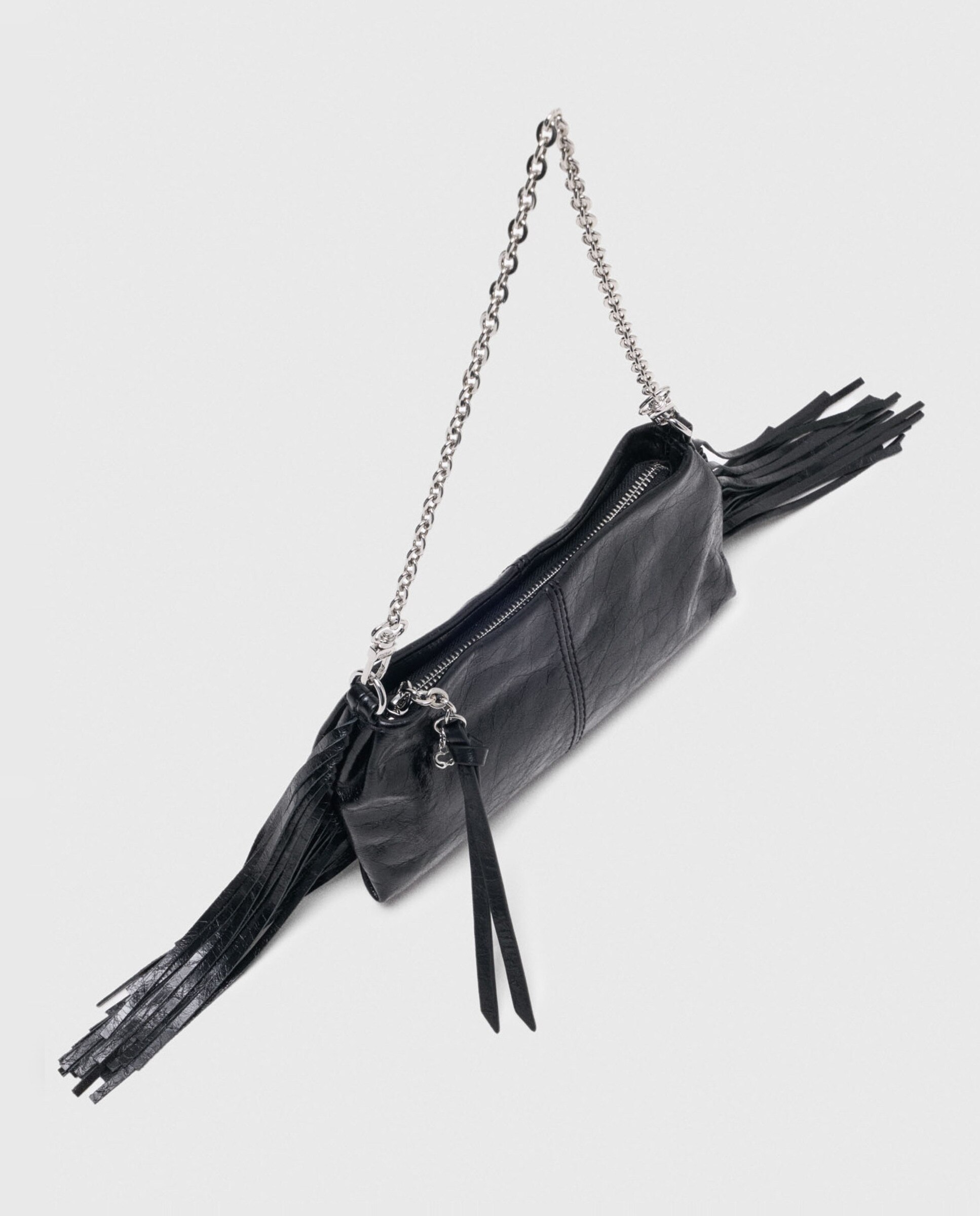 Bandolera de mujer miss m pequeña de piel barnizada con cremallera multiposición - Maje - Negro Negro-5