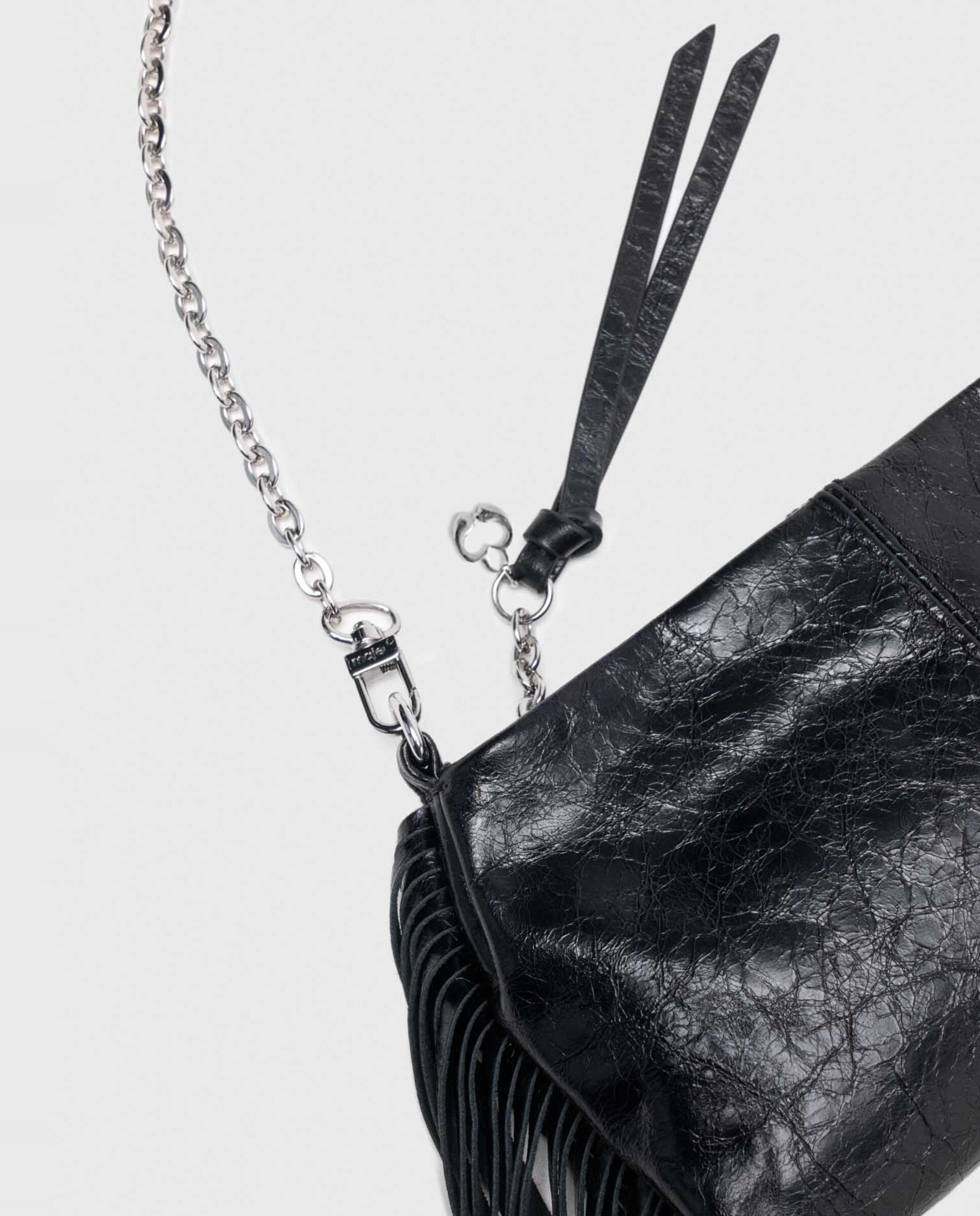 Bandolera de mujer miss m pequeña de piel barnizada con cremallera multiposición - Maje - Negro Negro-6