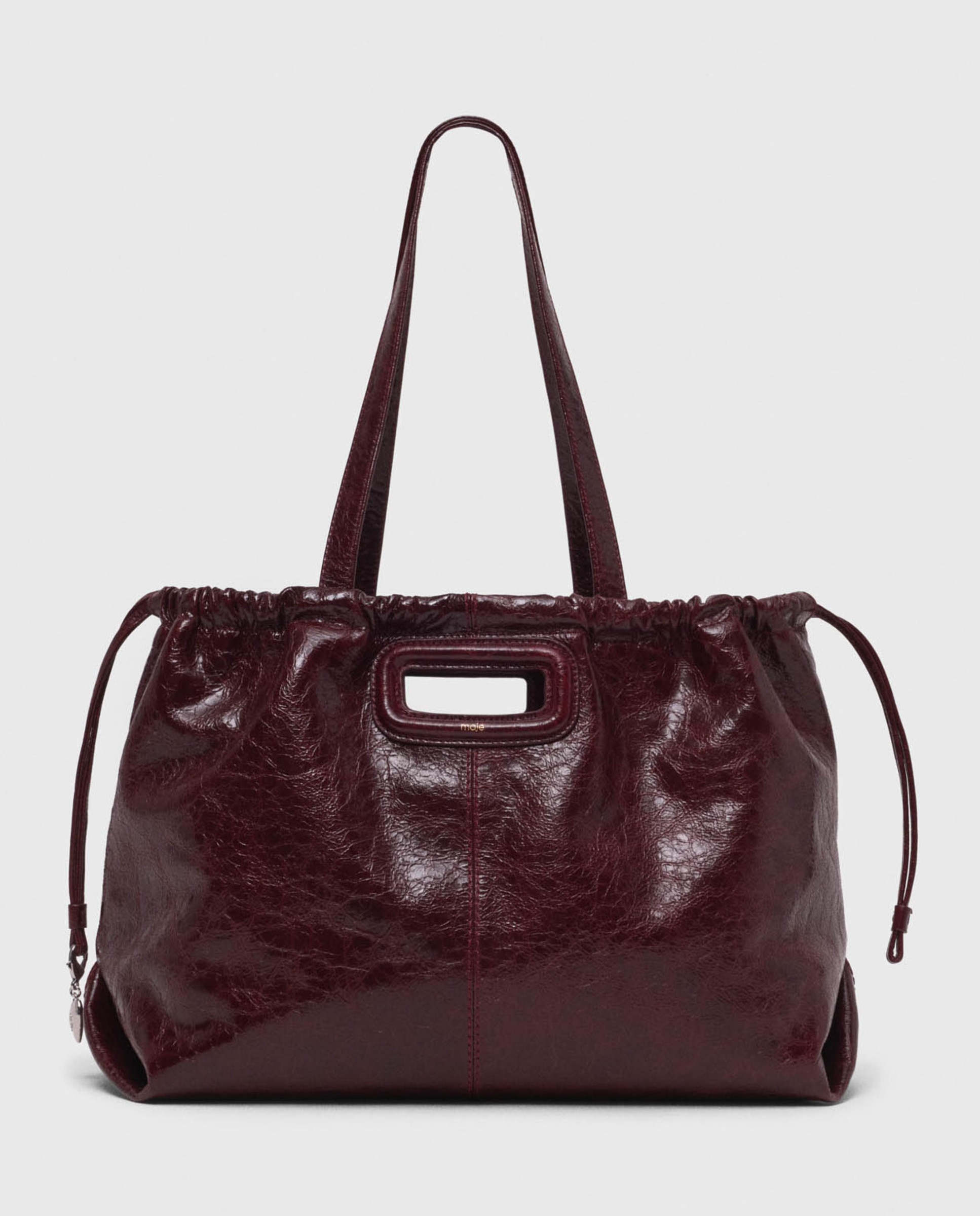 Bolsos de hombro tote de piel craquelada - Maje - Burdeos Burdeos-1