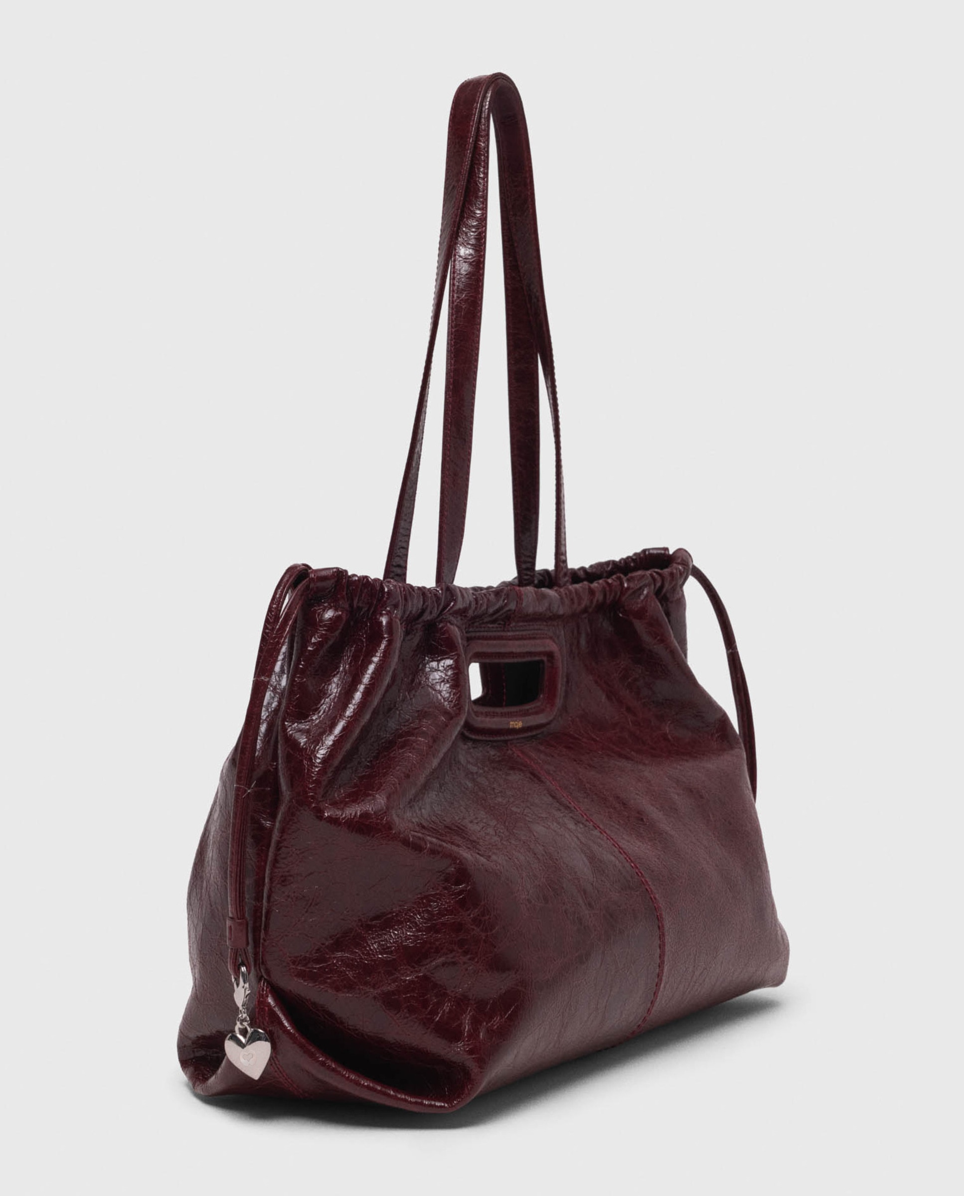 Bolsos de hombro tote de piel craquelada - Maje - Burdeos Burdeos-6
