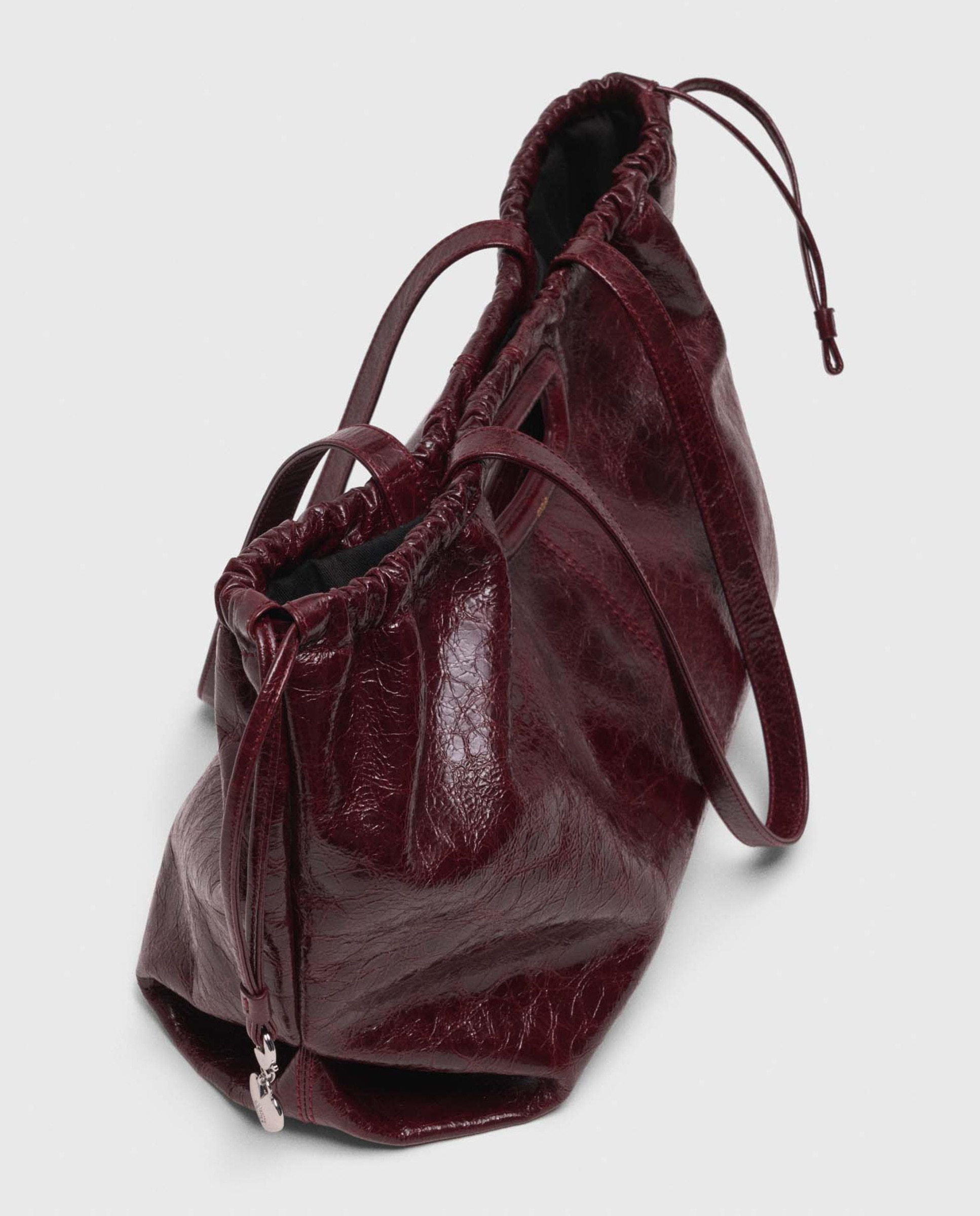 Bolsos de hombro tote de piel craquelada - Maje - Burdeos Burdeos-5
