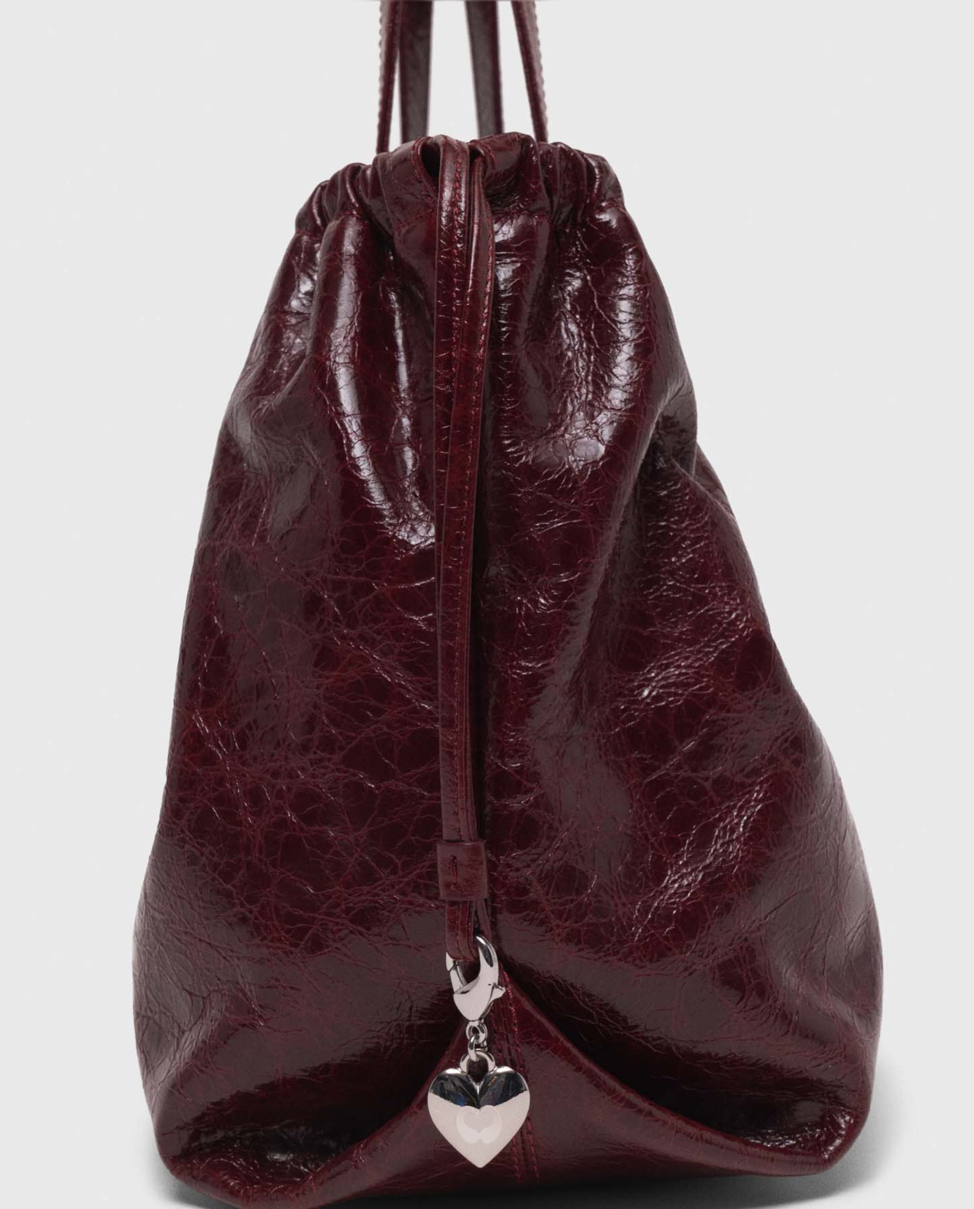 Bolsos de hombro tote de piel craquelada - Maje - Burdeos Burdeos-2