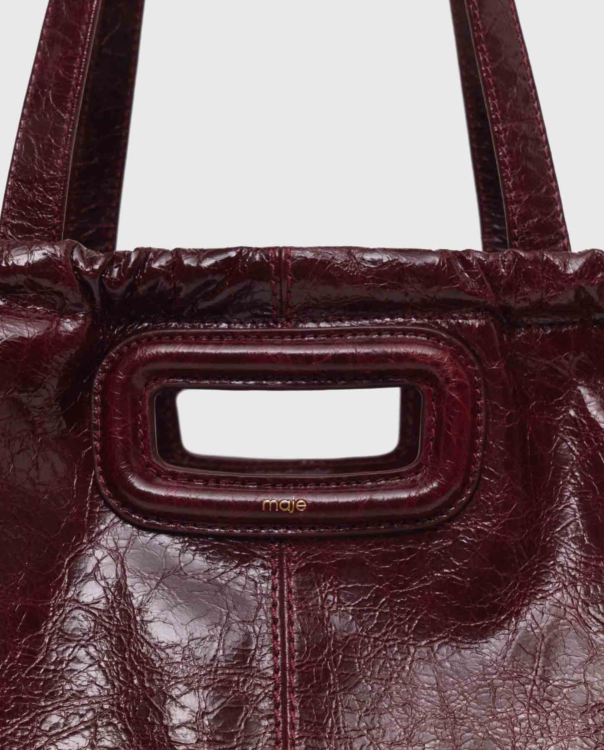 Bolsos de hombro tote de piel craquelada - Maje - Burdeos Burdeos-7