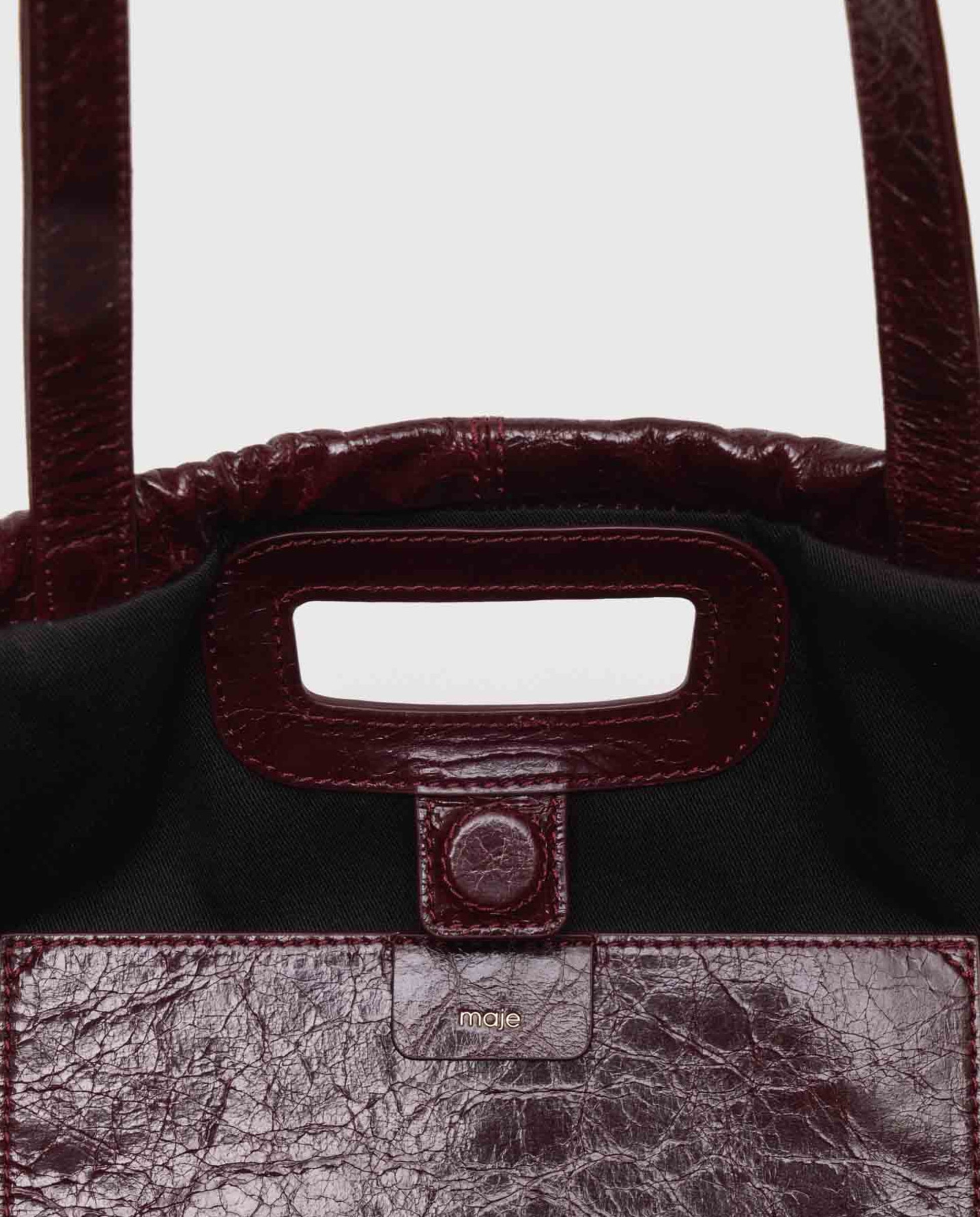 Bolsos de hombro tote de piel craquelada - Maje - Burdeos Burdeos-8