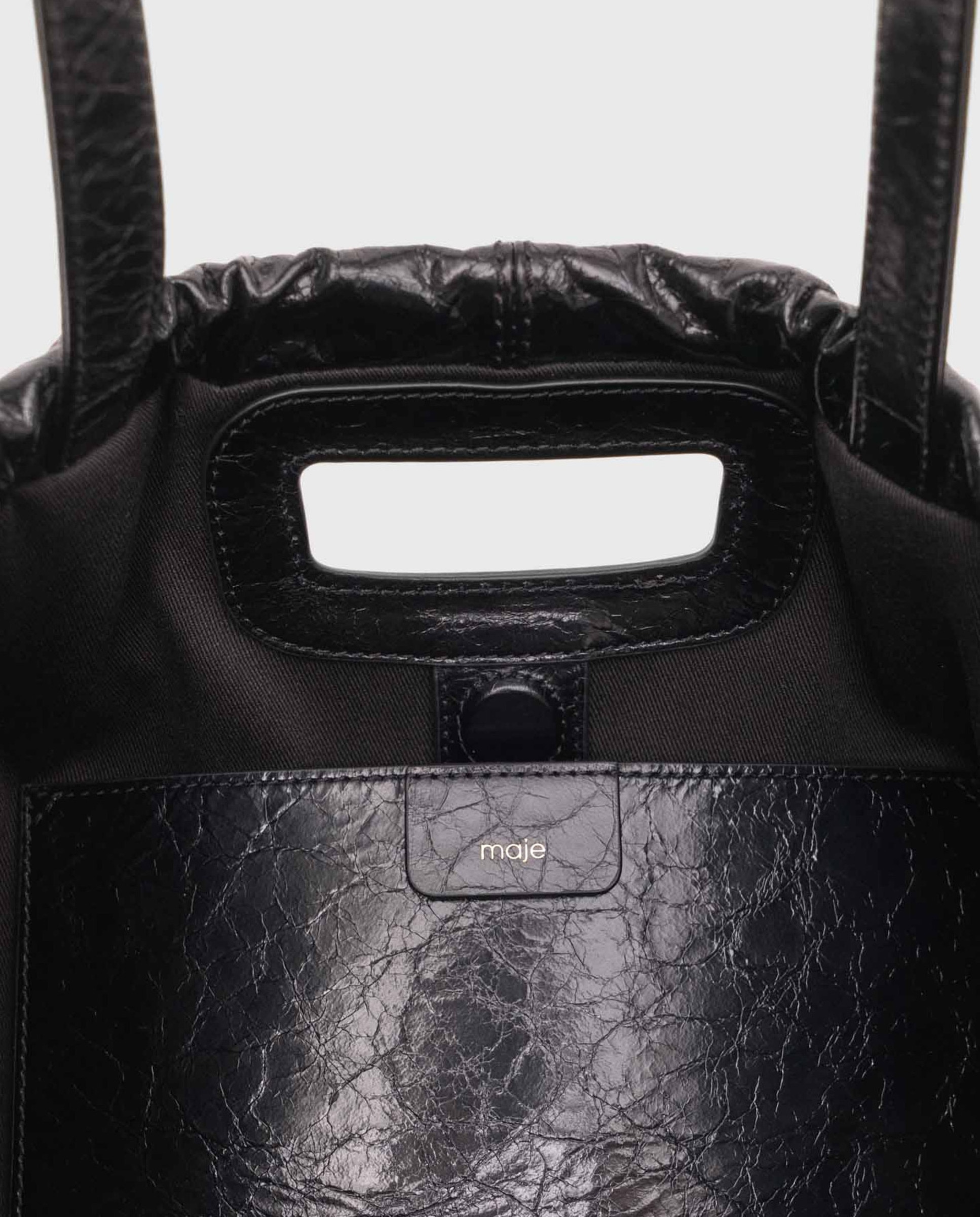 Bolsos de hombro tote de piel craquelada - Maje - Negro Negro-5