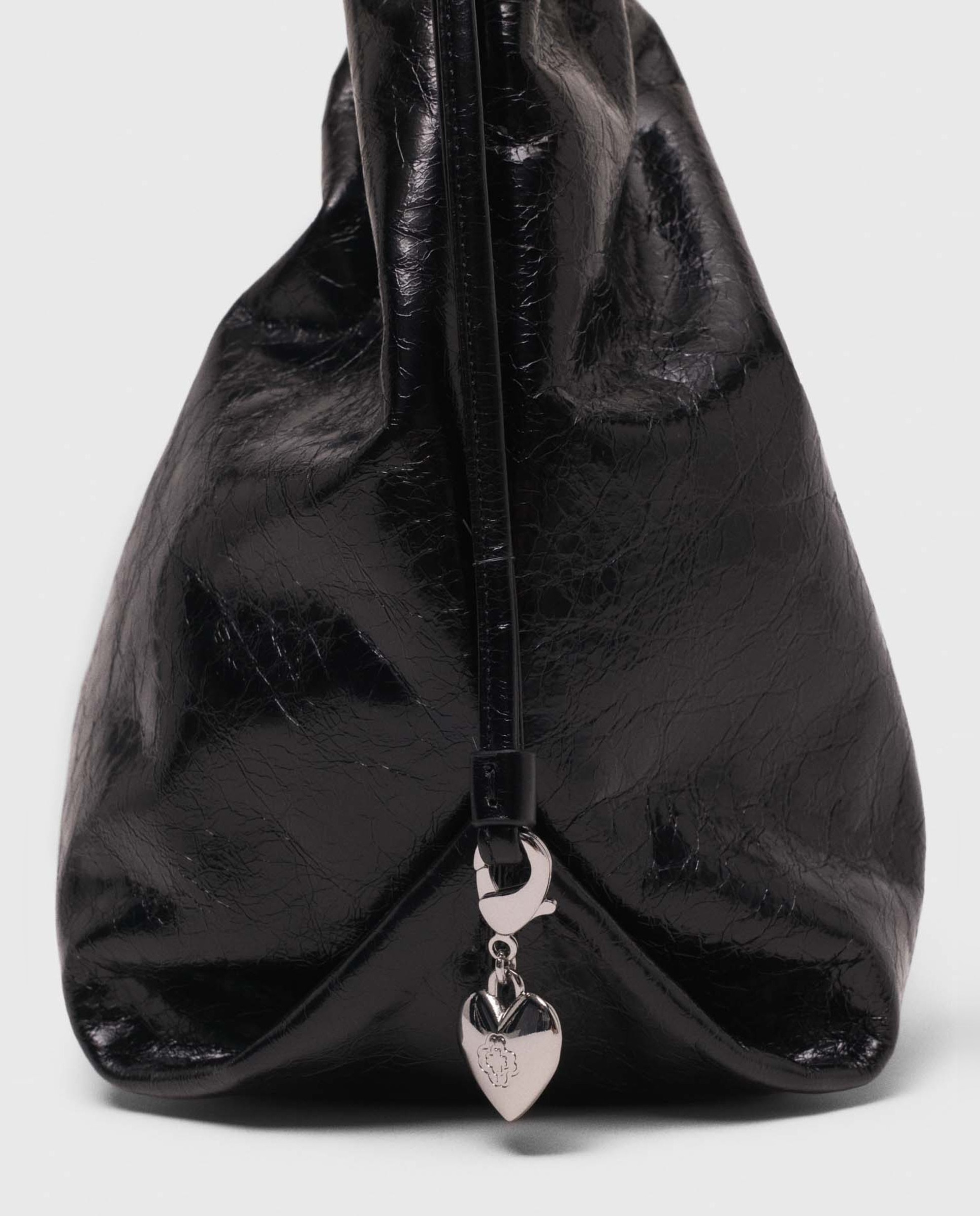 Bolsos de hombro tote de piel craquelada - Maje - Negro Negro-2