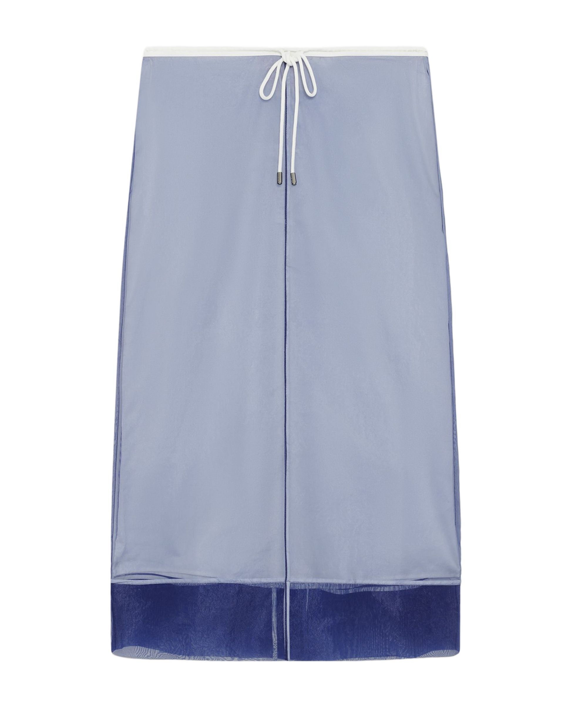 Falda midi de algodón con organza desmontable - Maje - Azul Azul-7