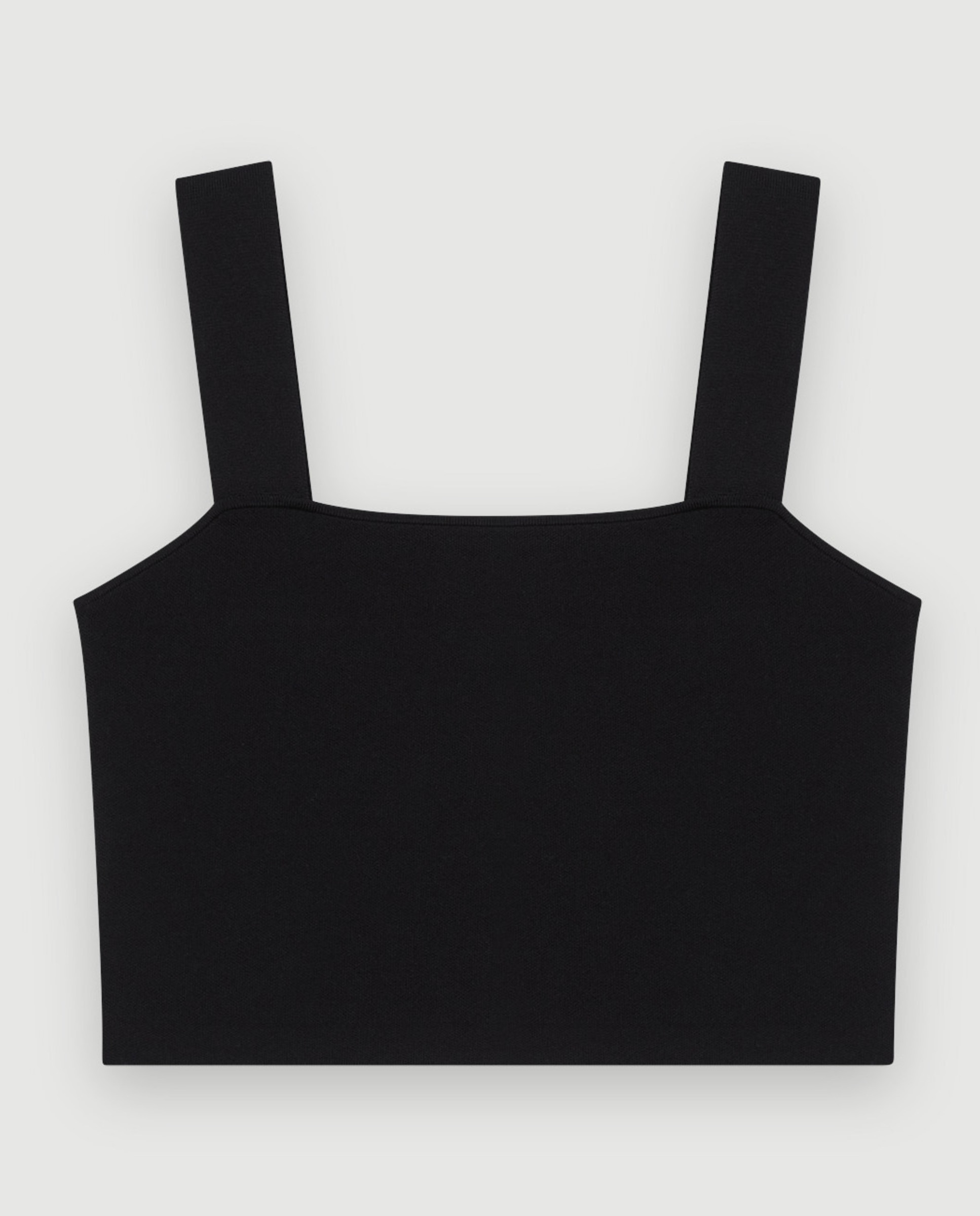 Top corto ceñido de punto de mujer con tirantes anchos - Maje - Negro Negro-7