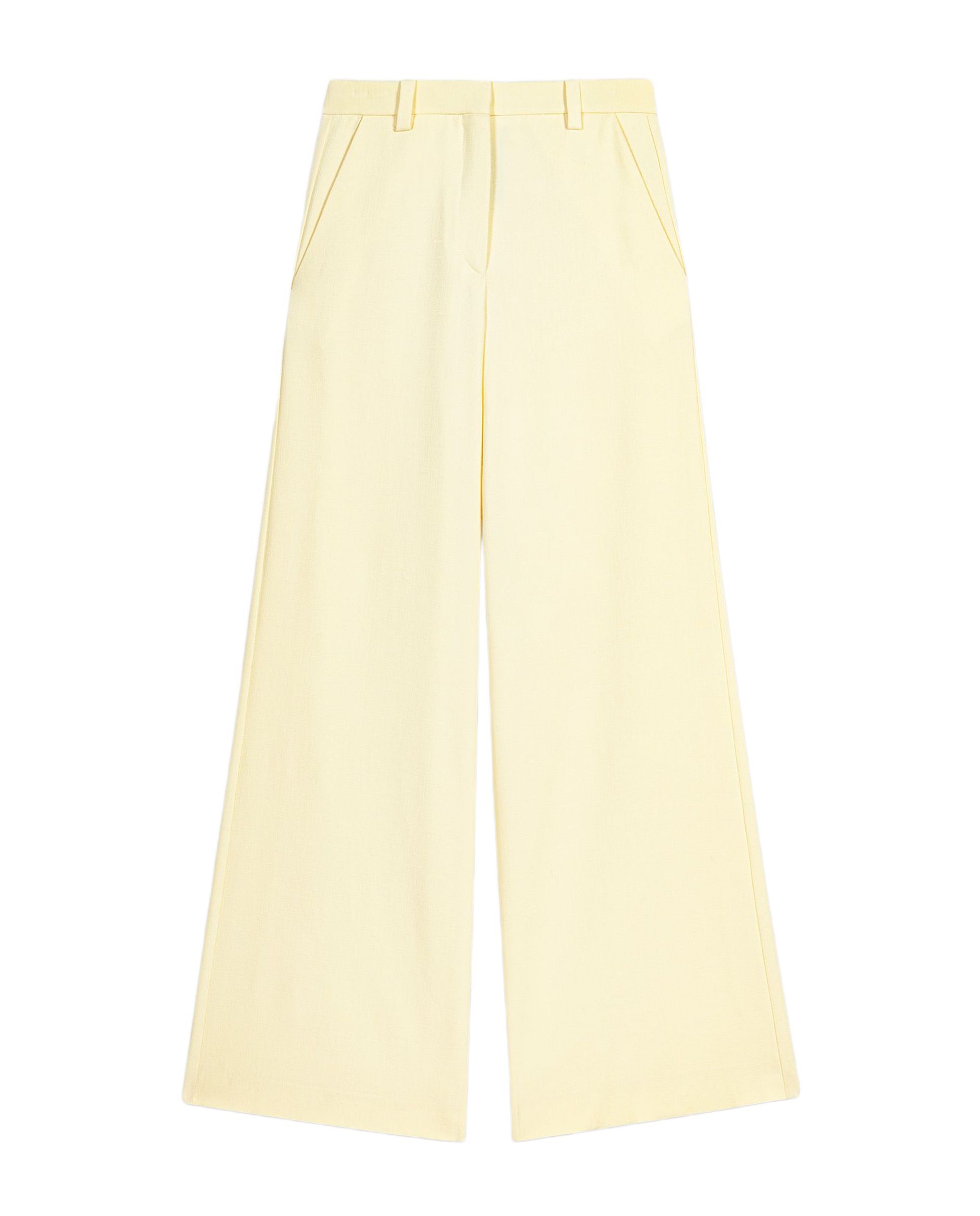 Pantalones anchos de mujer sastre de corte recto - Maje - Amarillo limón Amarillo limón-6