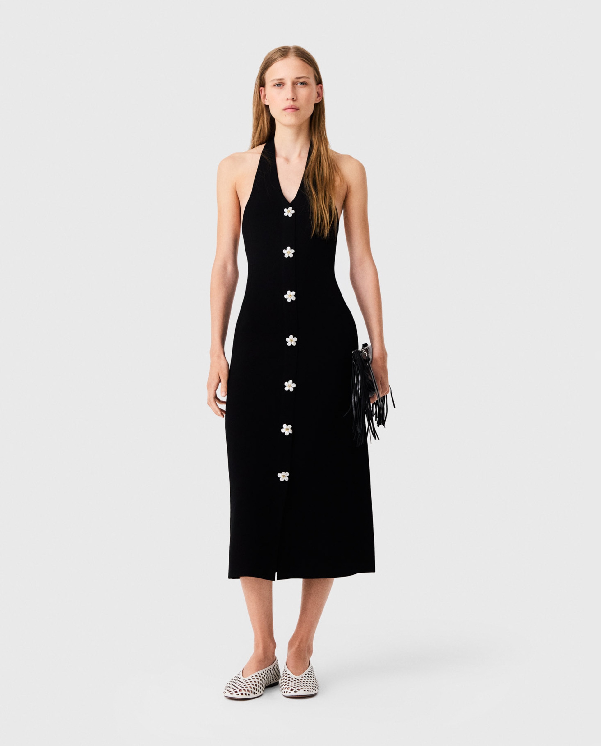 Vestido midi con escote halter y espalda descubierta - Maje - Negro Negro-1