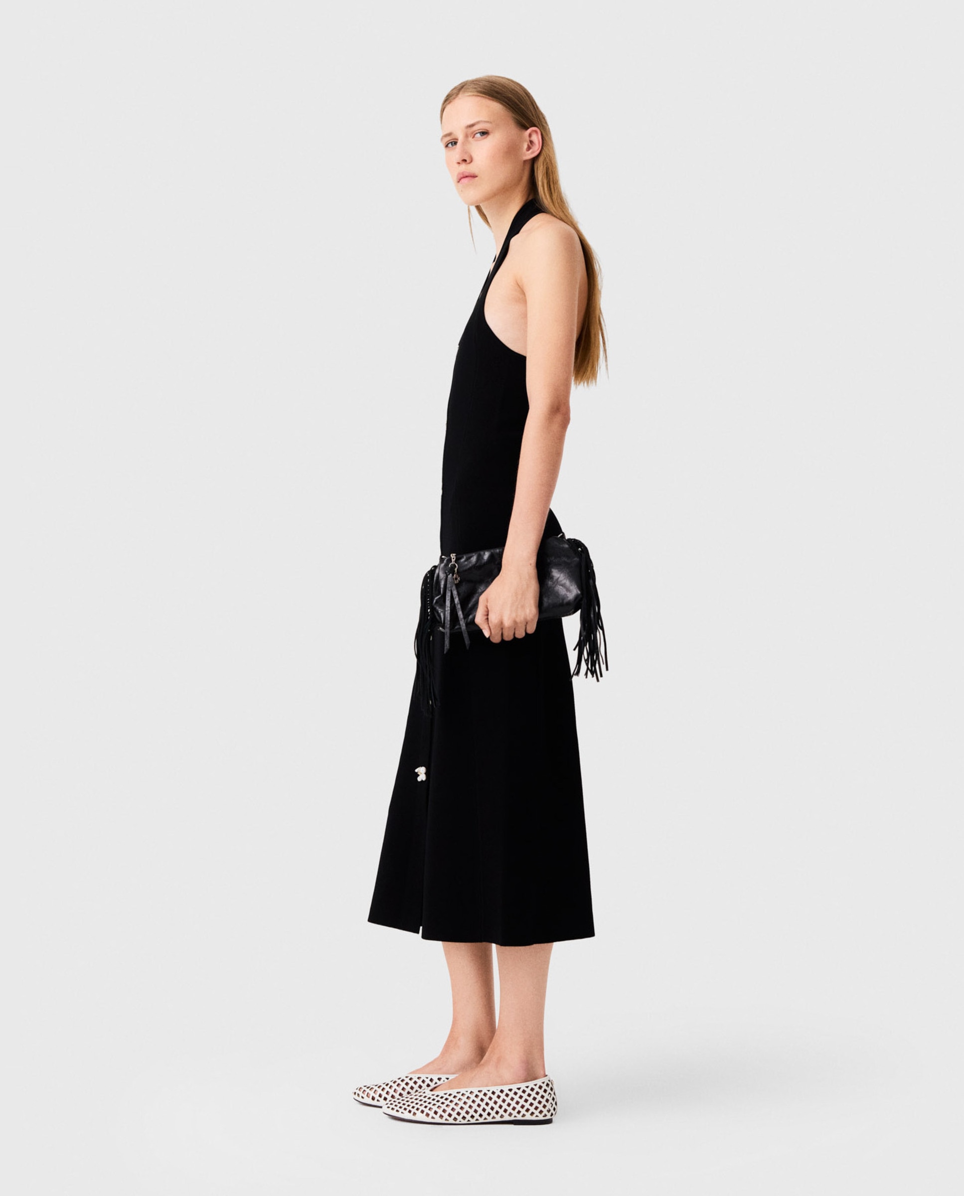 Vestido midi con escote halter y espalda descubierta - Maje - Negro Negro-2