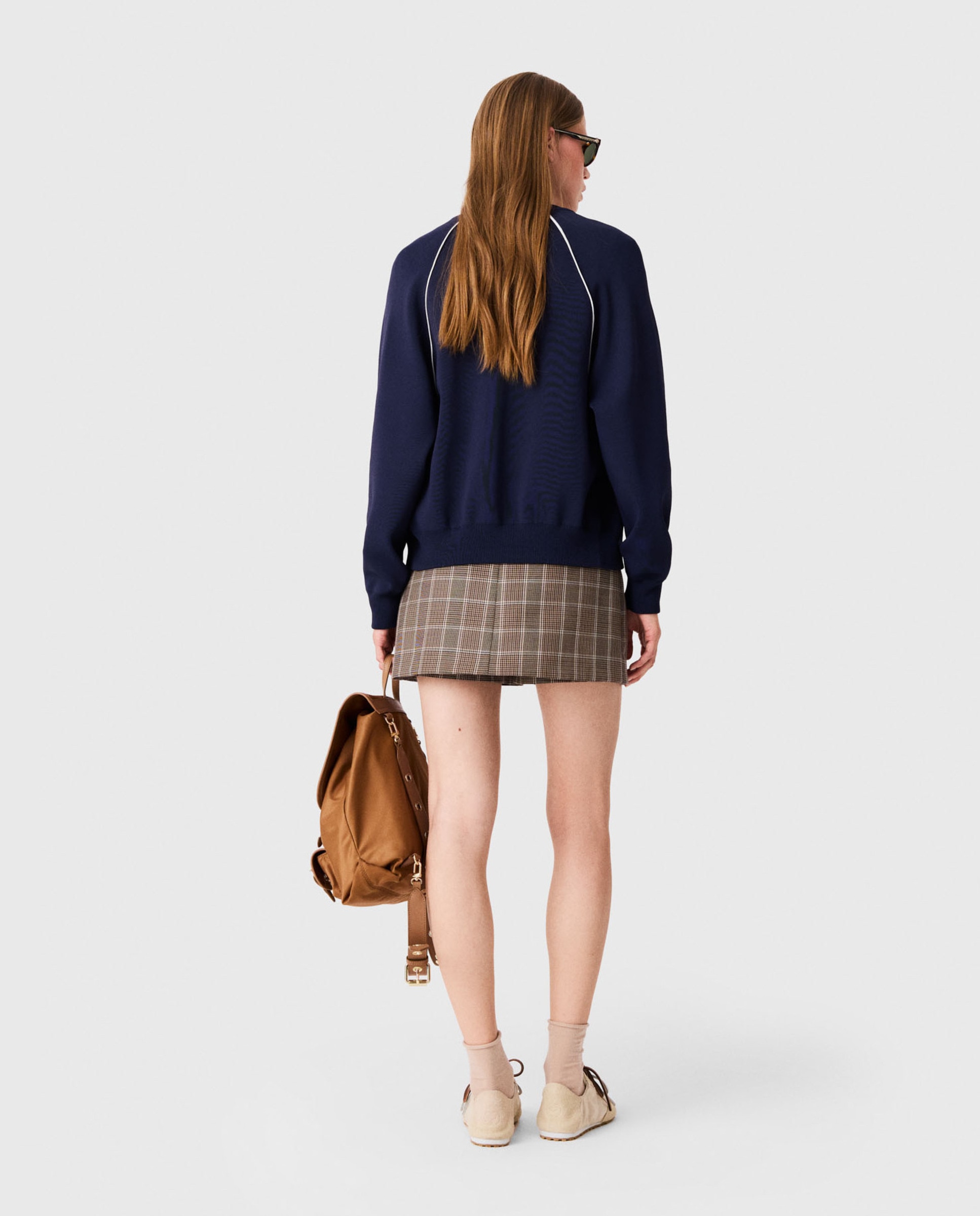 Cárdigan con cremallera de mujer estilo bomber y corte recto - Maje - Azul marino Azul marino-2