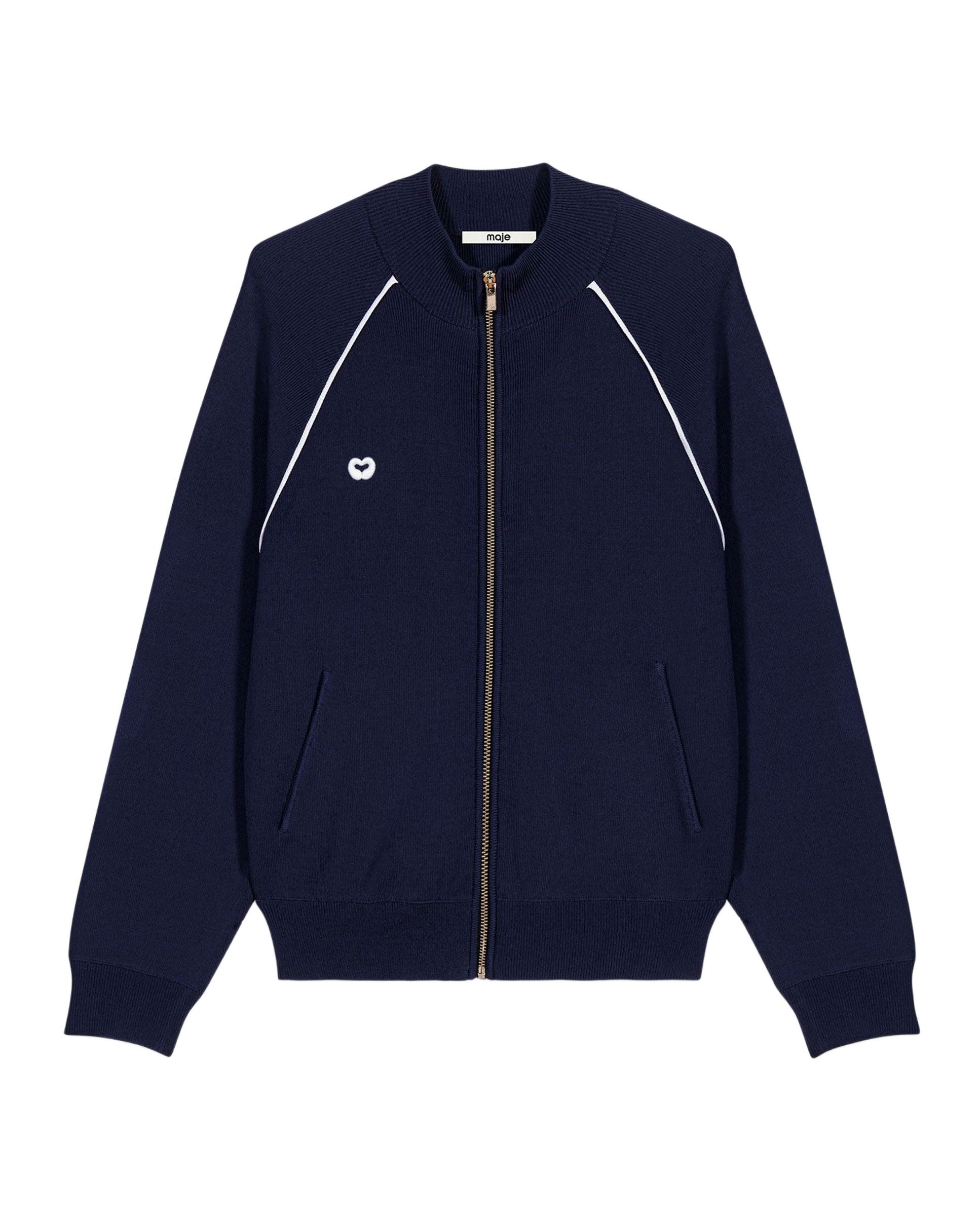 Cárdigan con cremallera de mujer estilo bomber y corte recto - Maje - Azul marino Azul marino-7