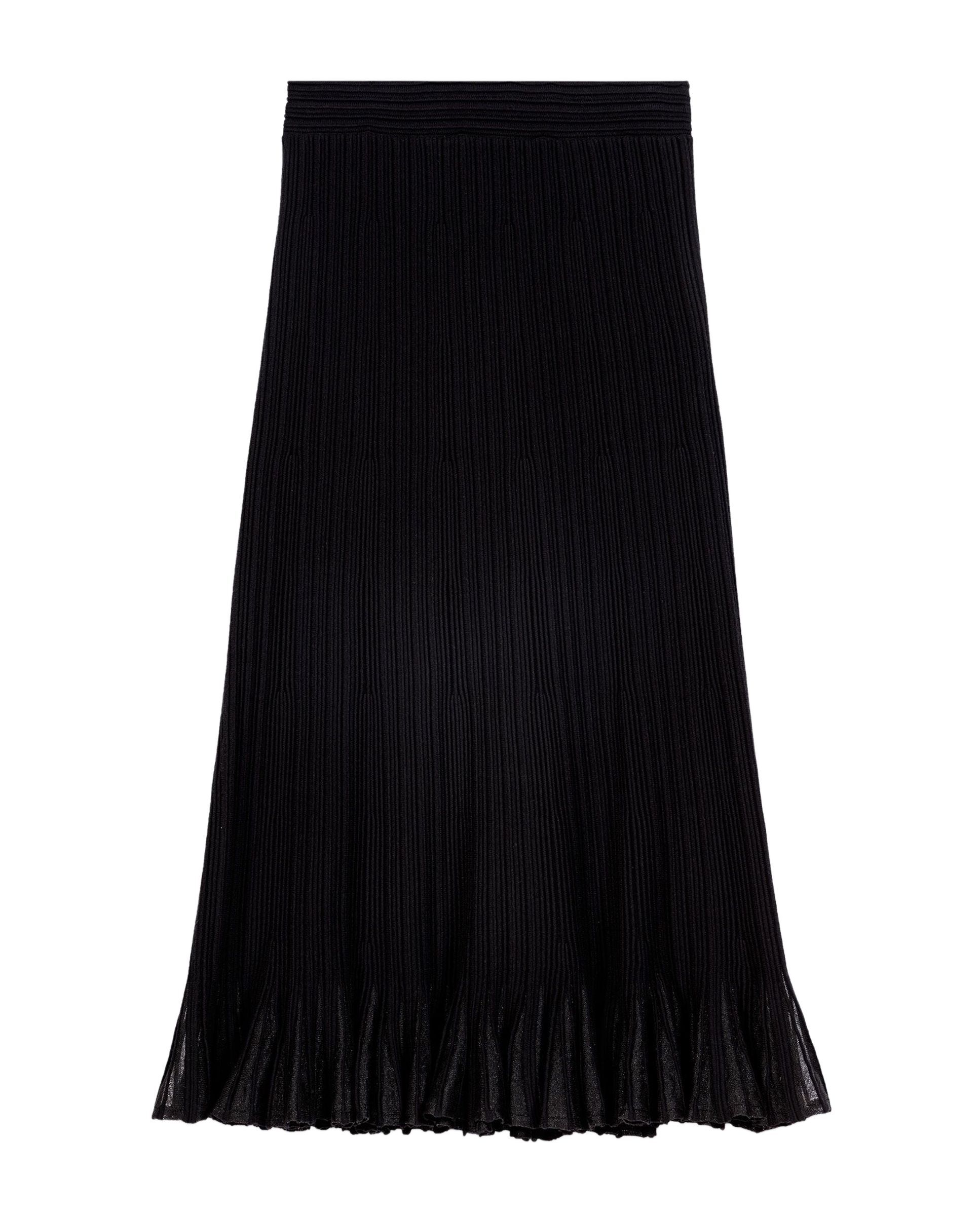 Falda midi de punto acampanada con bajo peplum calado - Maje - Negro Negro-7