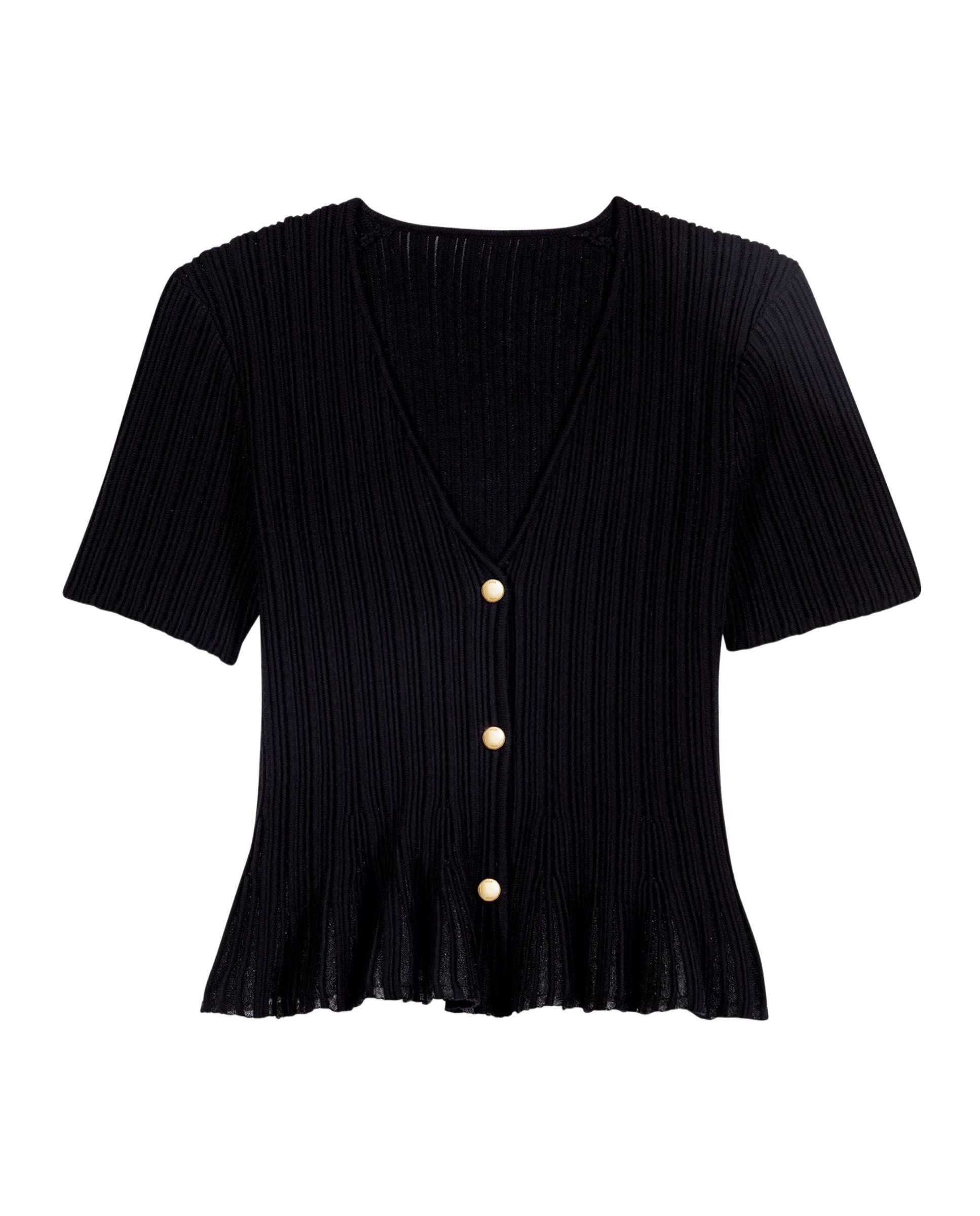 Cárdigan de mujer corto con peplum calado - Maje - Negro Negro-7