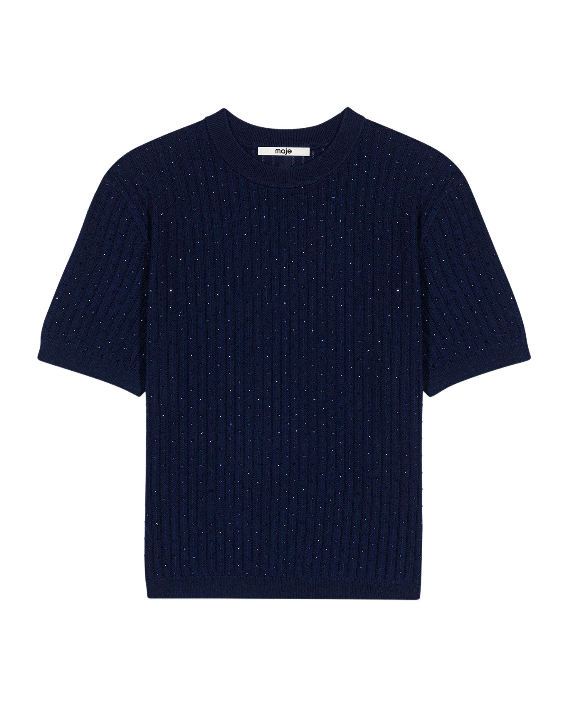 Jersey de mujer de punto acanalado con strass - Maje - Azul marino Azul marino-7