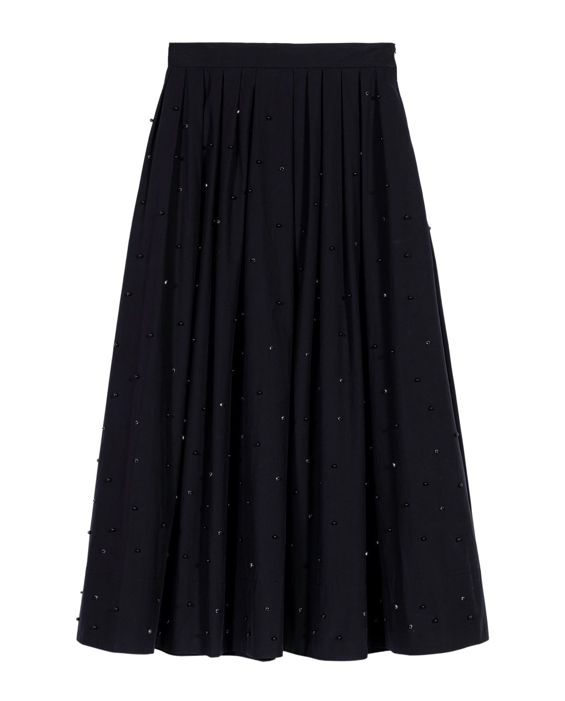 Falda larga acampanada de talle alto con perlas y strass - Maje - Negro Negro-8