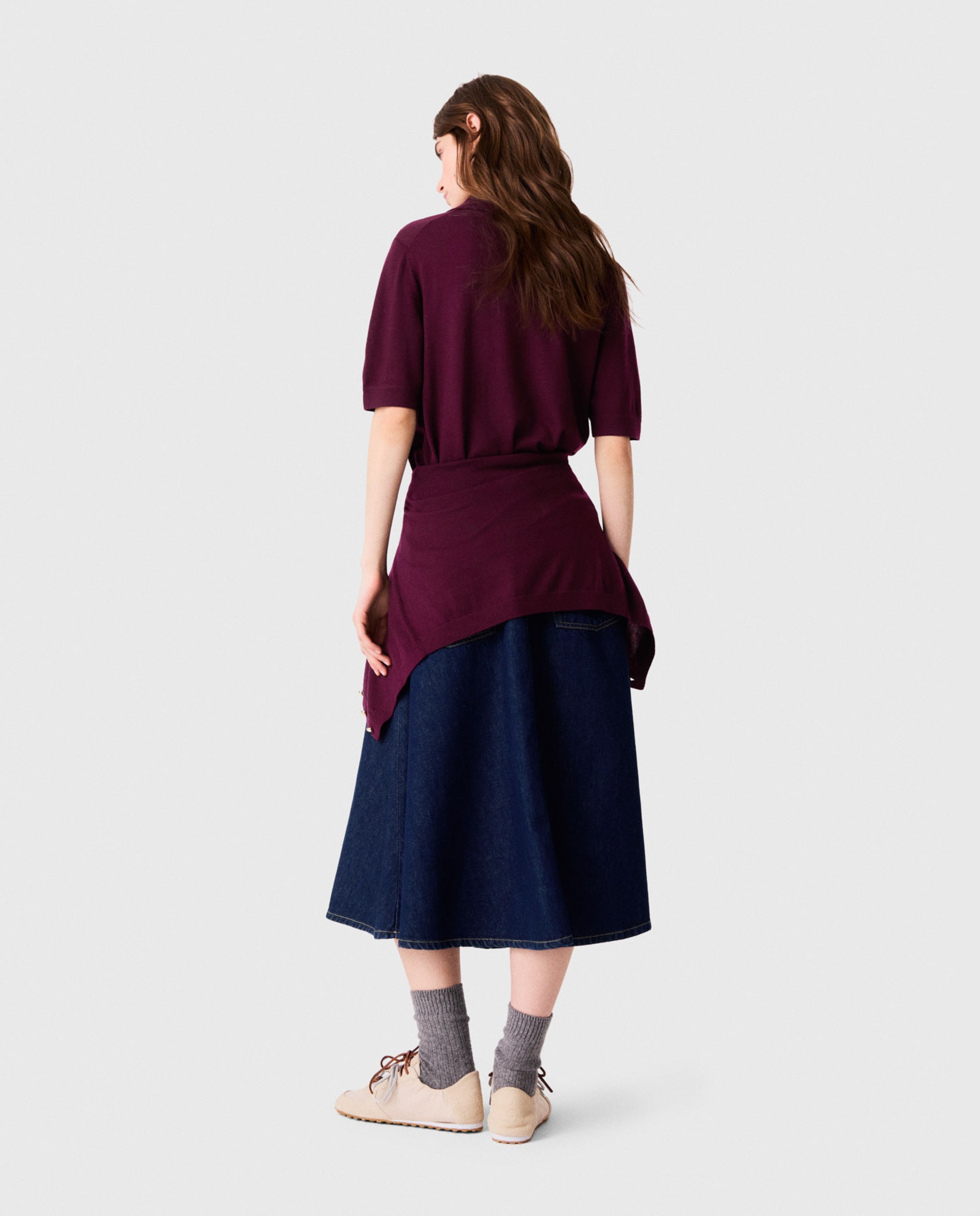 Polo de mujer 100% lana de punto fino - Maje - Morado Morado-2