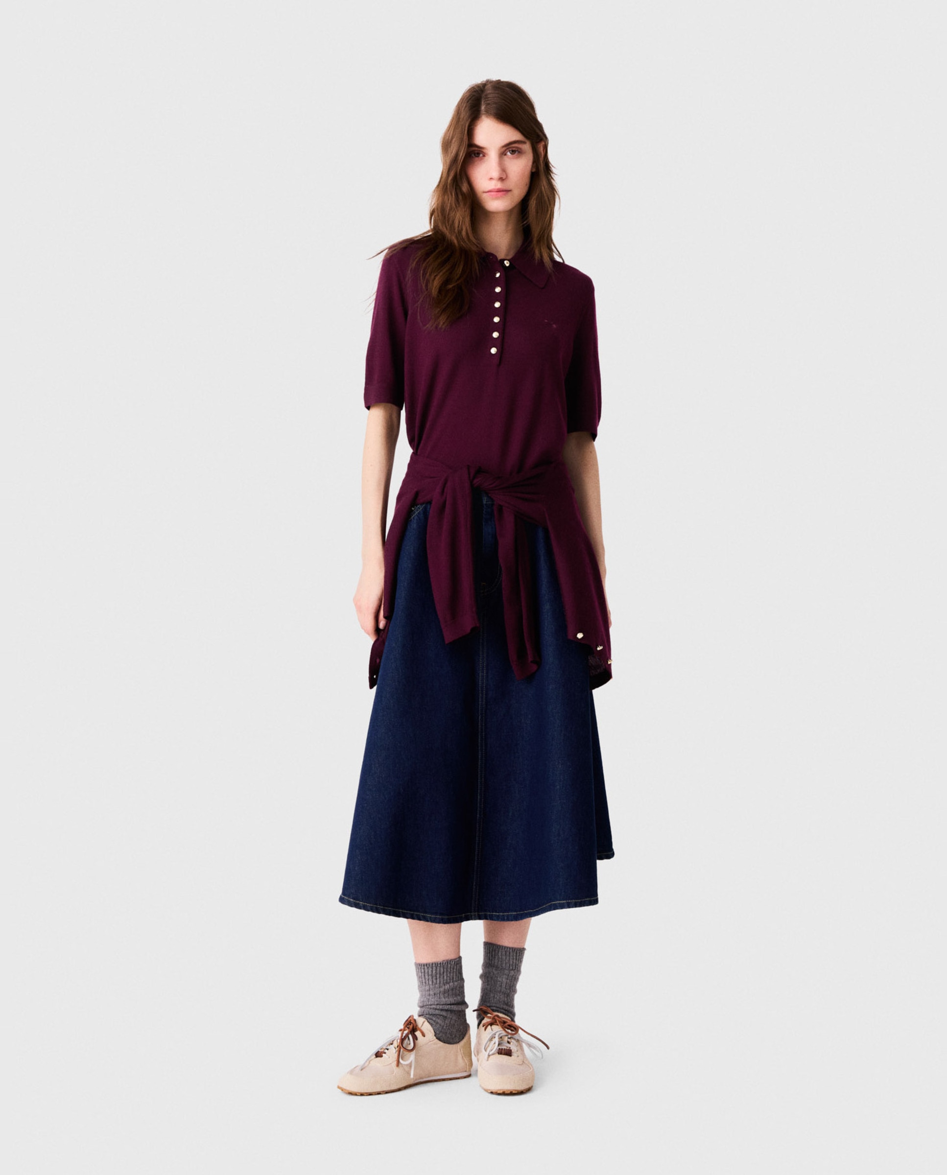 Polo de mujer 100% lana de punto fino - Maje - Morado Morado-4