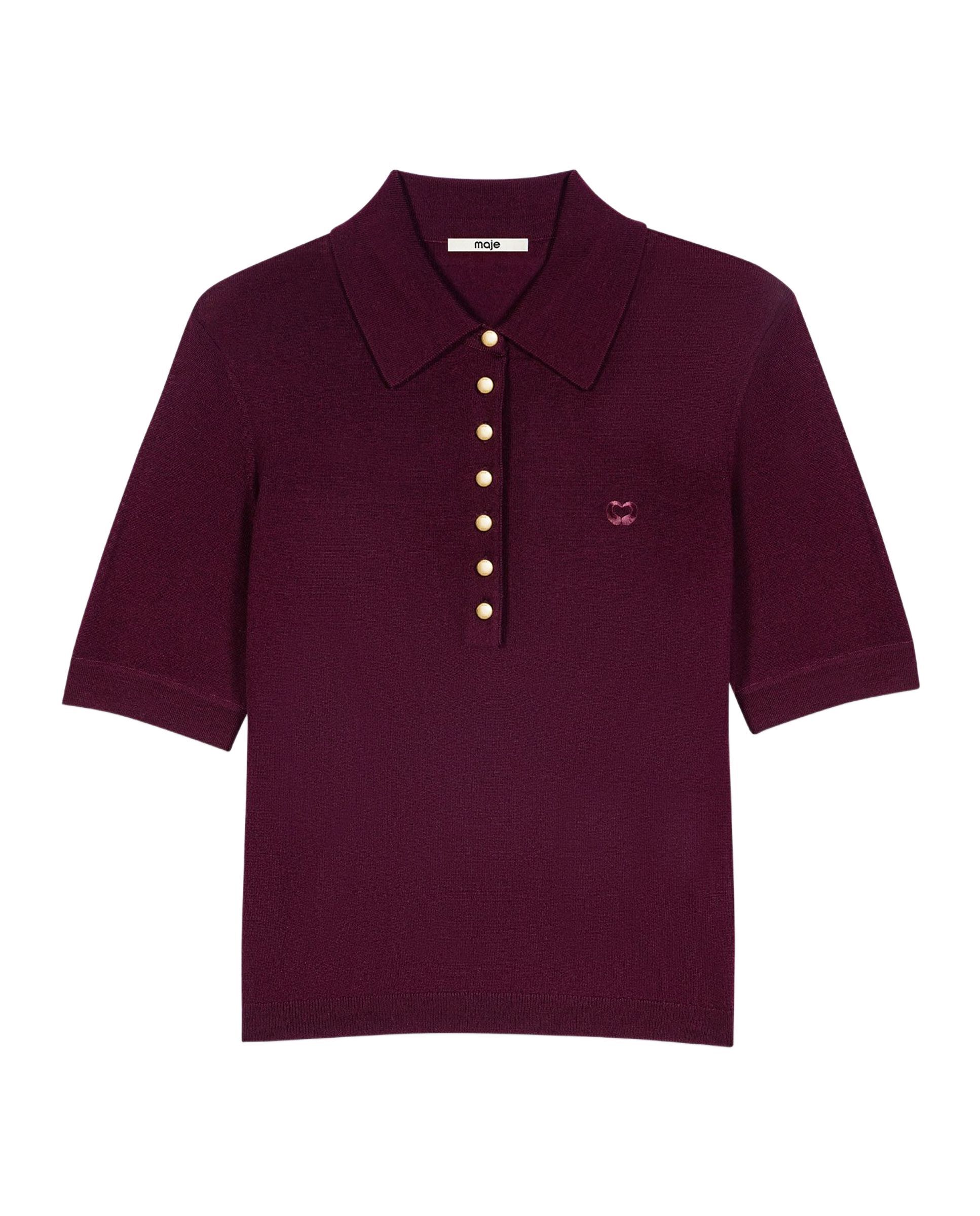 Polo de mujer 100% lana de punto fino - Maje - Morado Morado-7