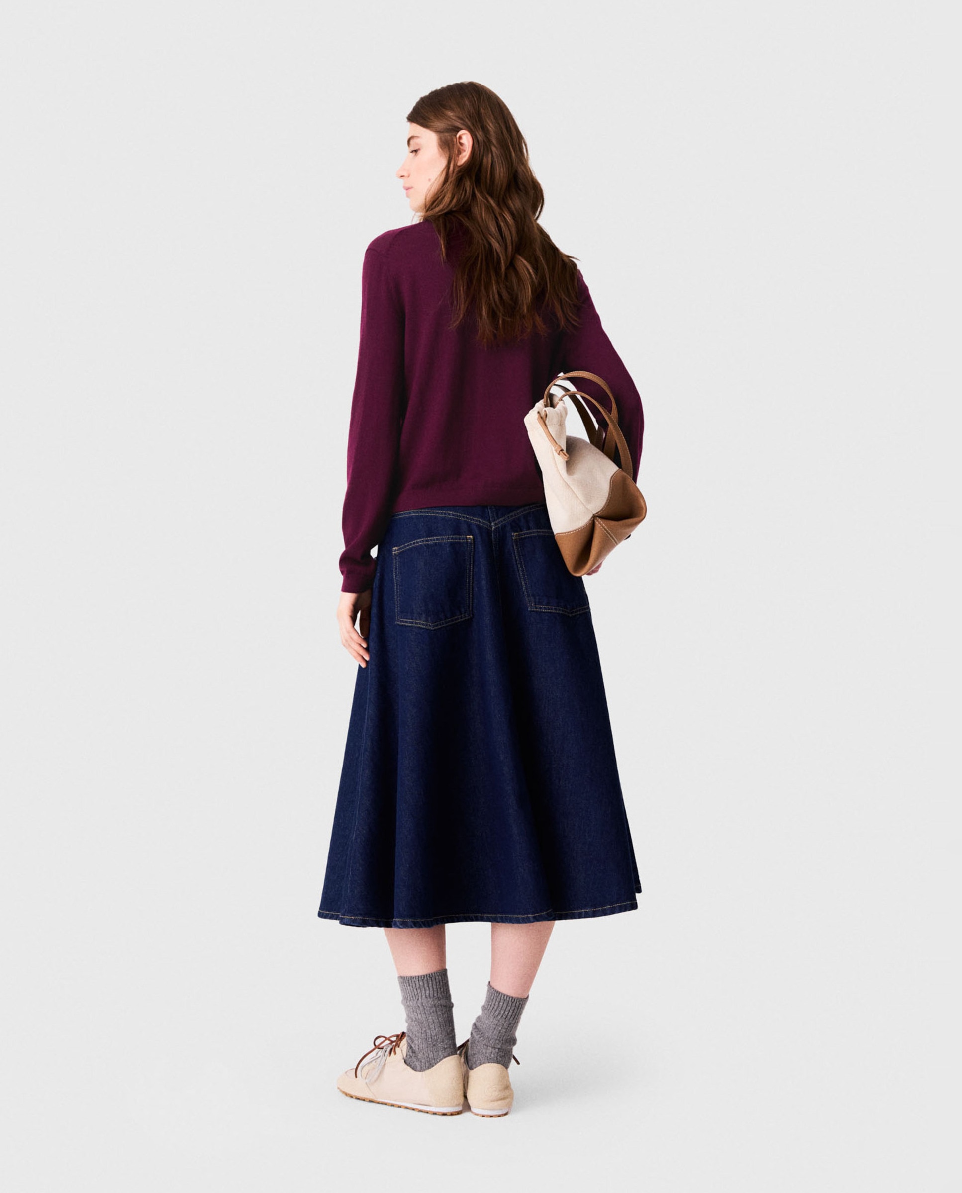 Cárdigan de mujer 100% lana con logo bordado - Maje - Morado Morado-2