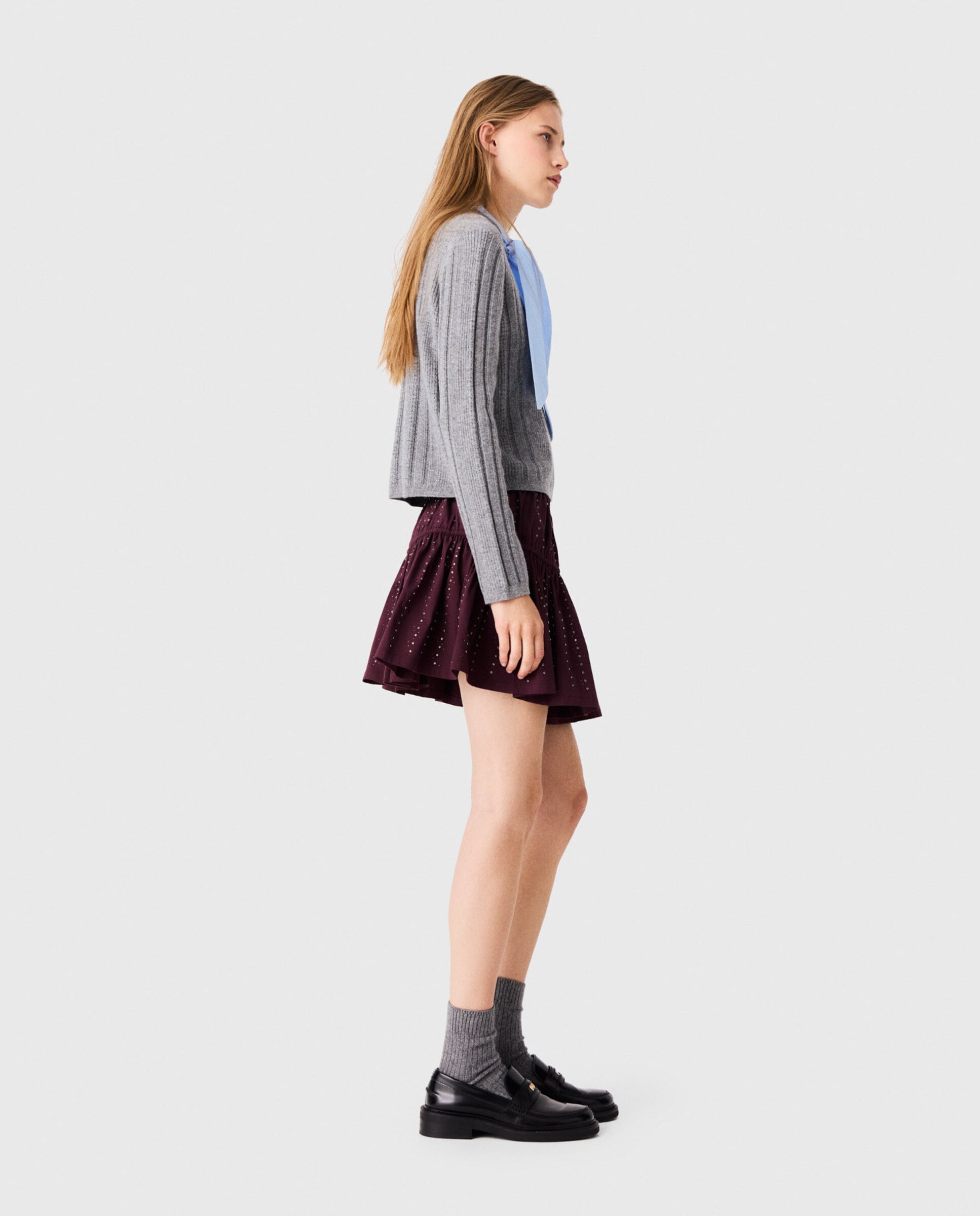 Jersey de lana acanalado de mujer con cuello desmontable - Maje - Gris Gris-3