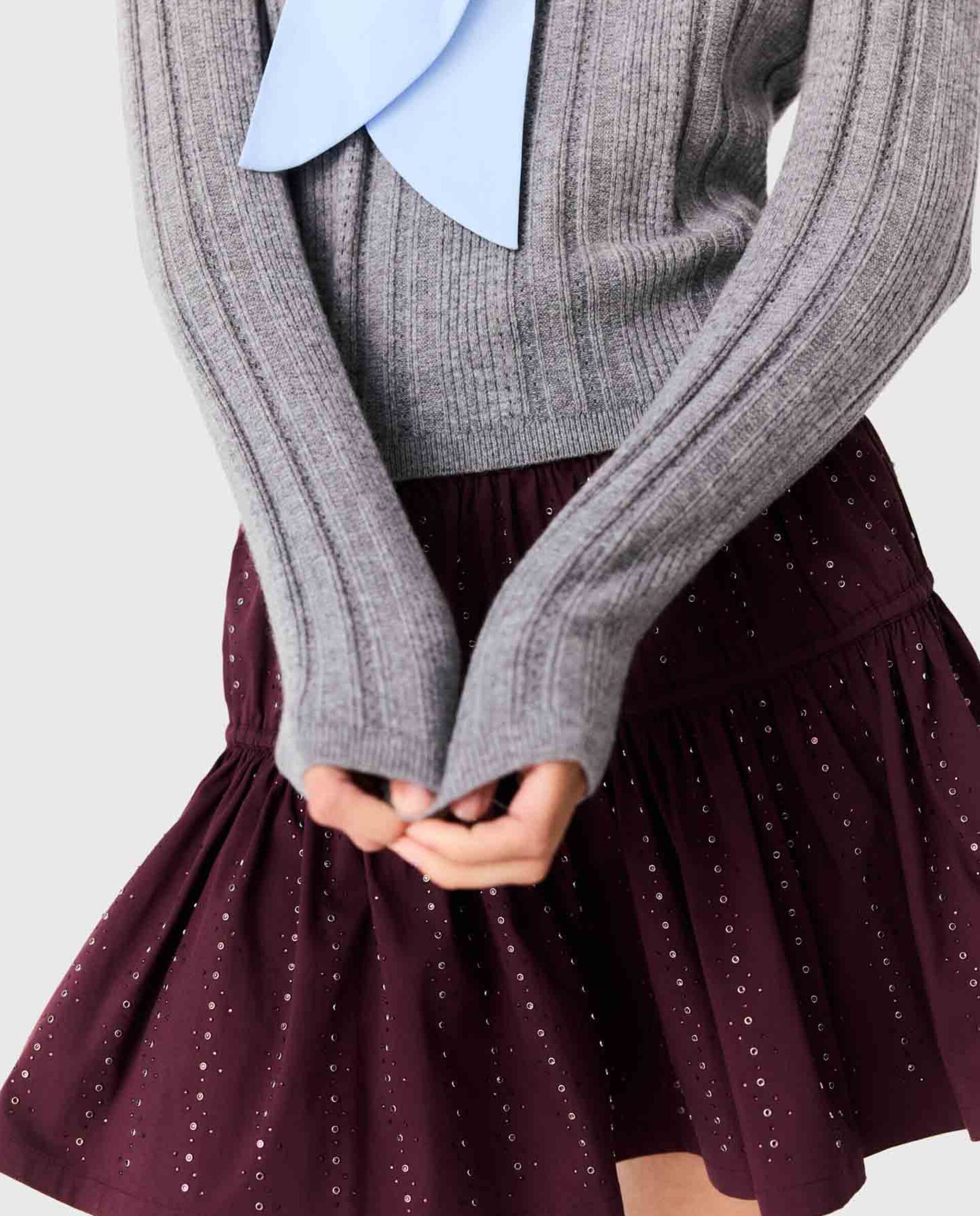 Jersey de lana acanalado de mujer con cuello desmontable - Maje - Gris Gris-7