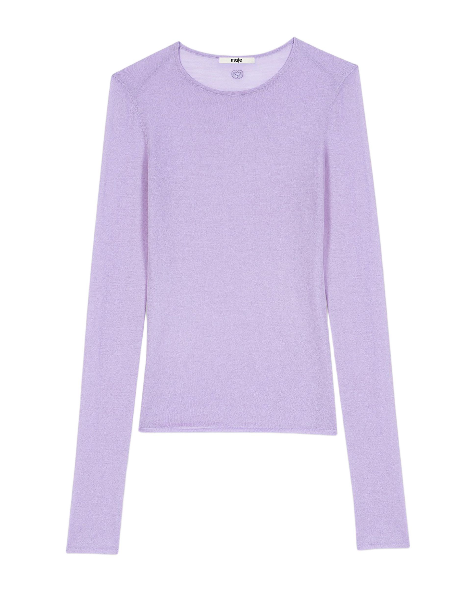 Jersey de mujer de lana cuello redondo segunda piel - Maje - Morado Morado-8