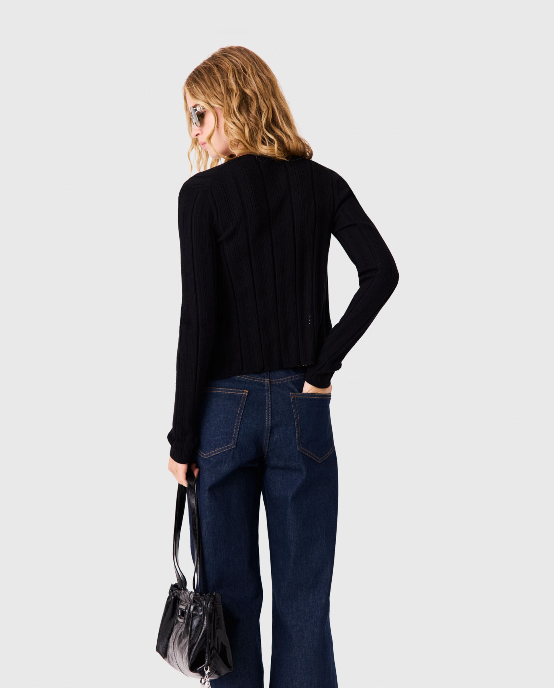 Imagen 3 de Twinset de punto de mujer calado entallado - Maje - Negro Negro