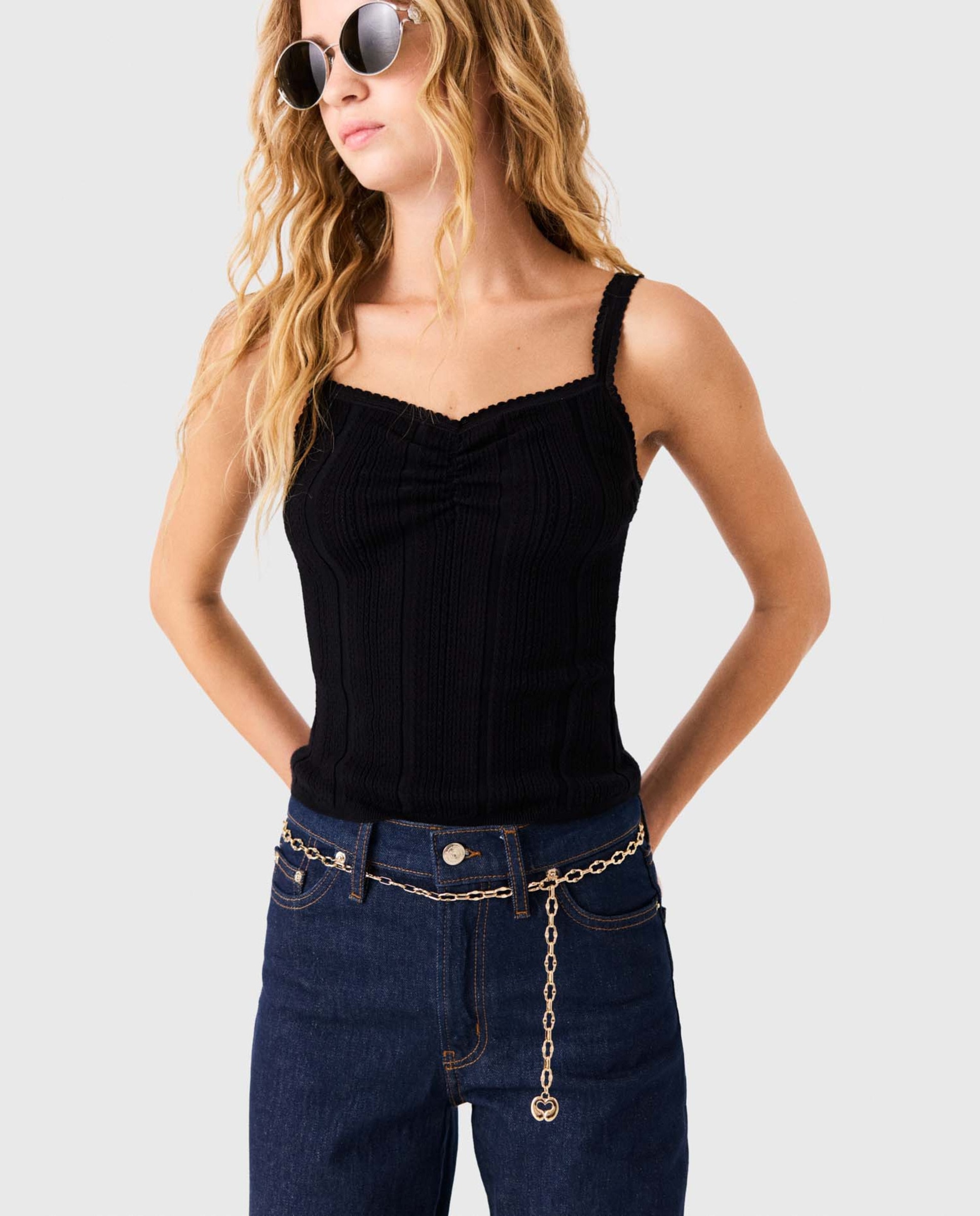 Imagen 6 de Twinset de punto de mujer calado entallado - Maje - Negro Negro