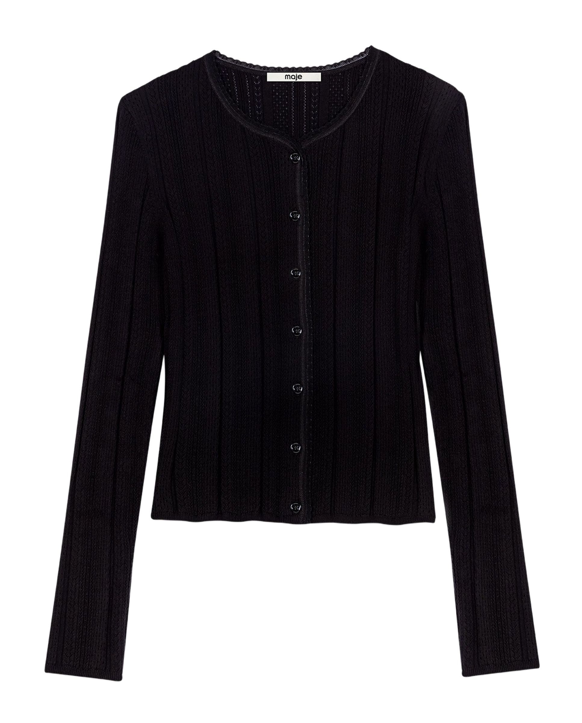 Imagen 9 de Twinset de punto de mujer calado entallado - Maje - Negro Negro
