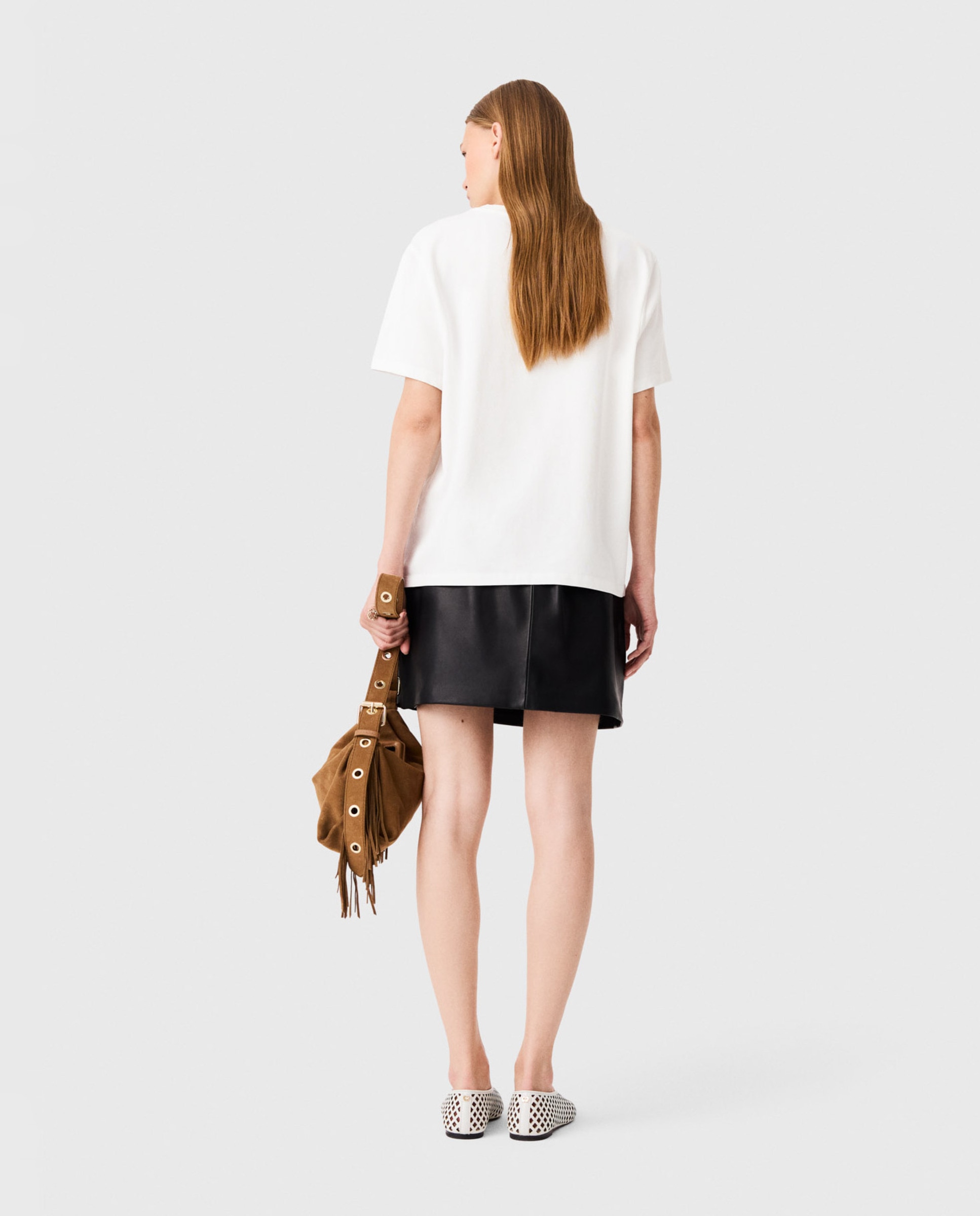 Camiseta de mujer oversize con estampado enmarcado - Maje - Blanco Blanco-2