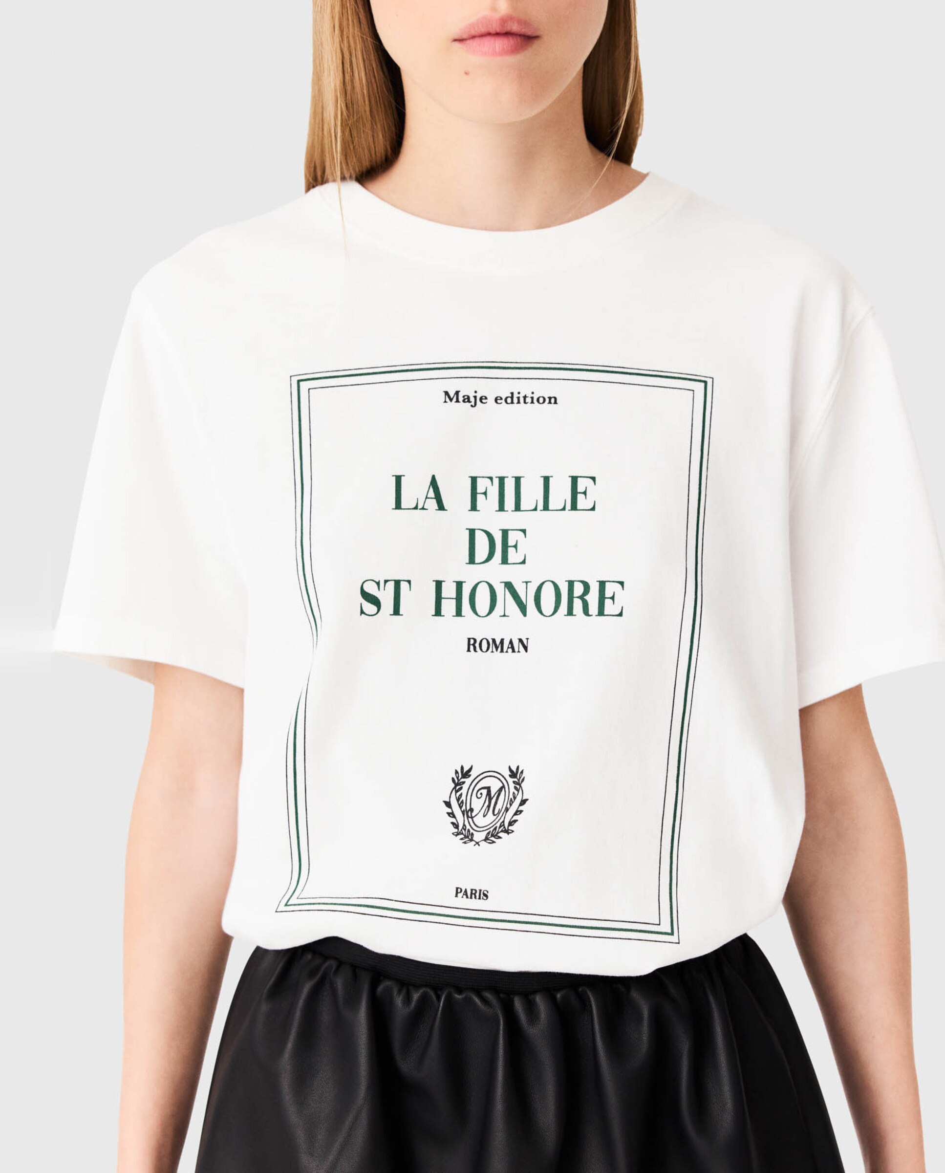 Camiseta de mujer oversize con estampado enmarcado - Maje - Blanco Blanco-6