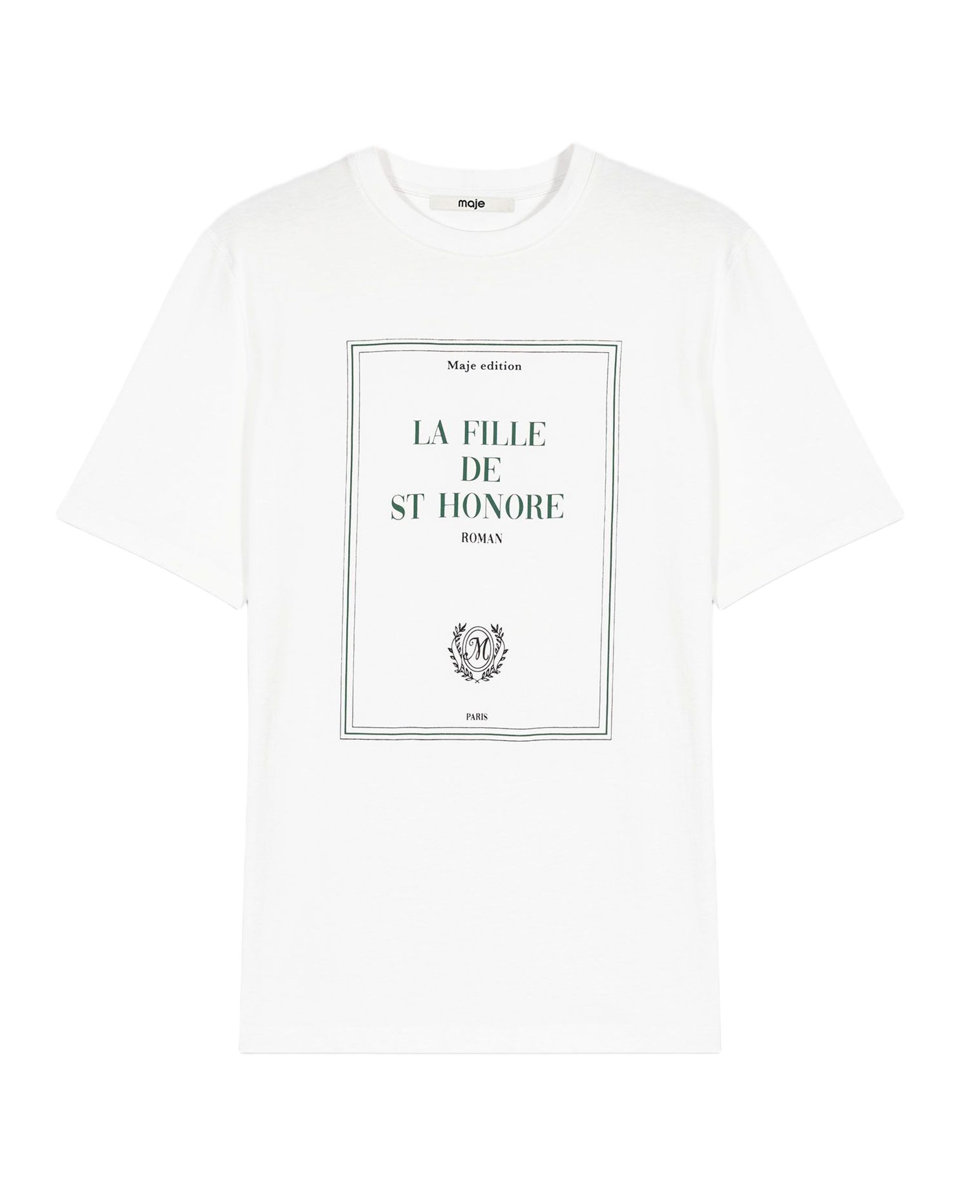 Camiseta de mujer oversize con estampado enmarcado - Maje - Blanco Blanco-7