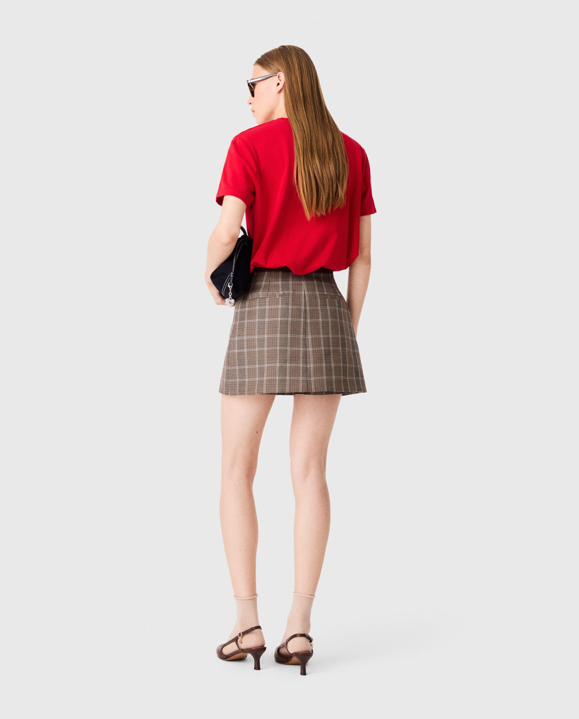 Camiseta de mujer recta de algodón con logo bordado - Maje - Rojo Rojo-2