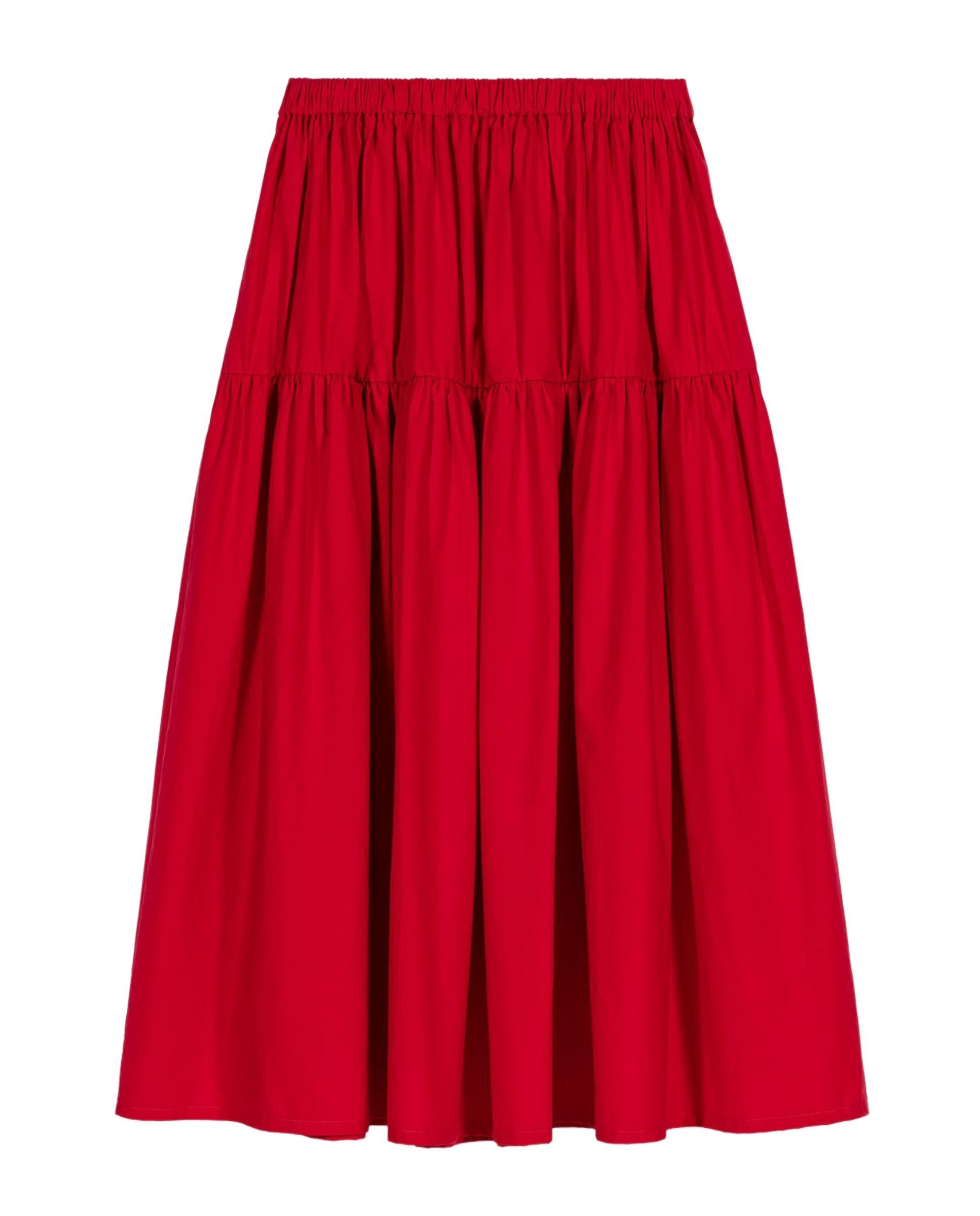Falda larga acampanada fruncida - Maje - Rojo Rojo-8