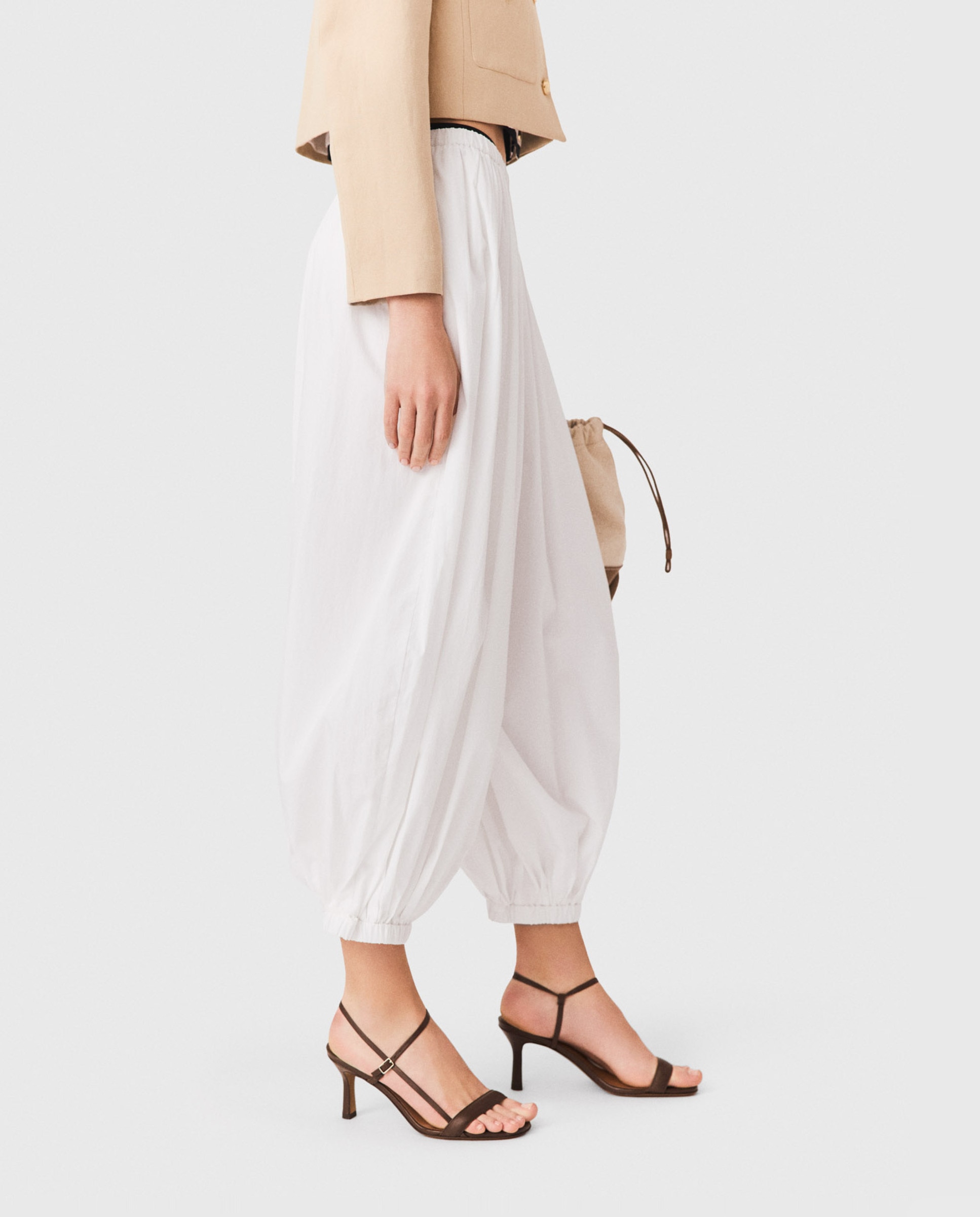Pantalones jogger de mujer sarouel de algodón - Maje - Blanco Blanco-2