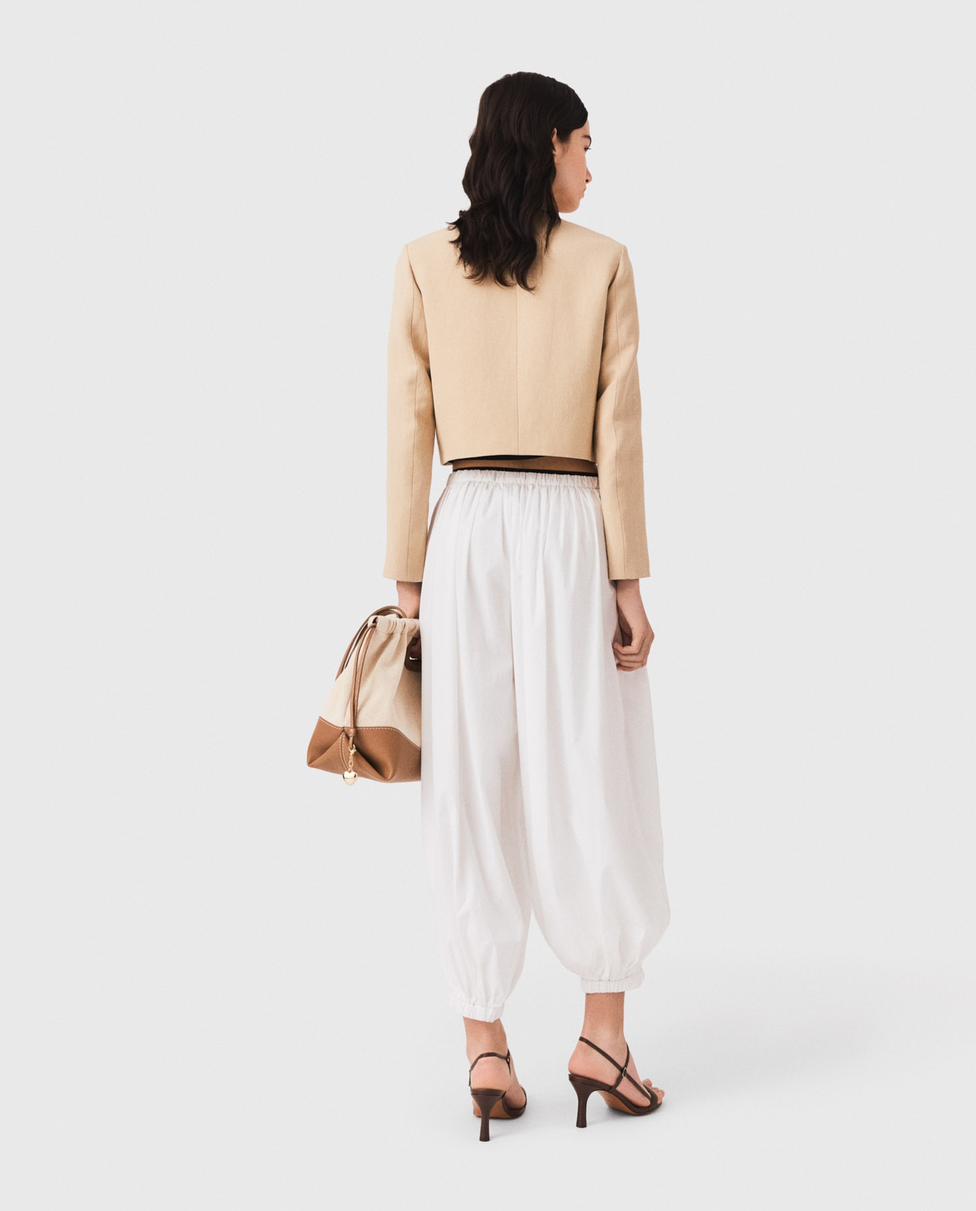 Pantalones jogger de mujer sarouel de algodón - Maje - Blanco Blanco-3